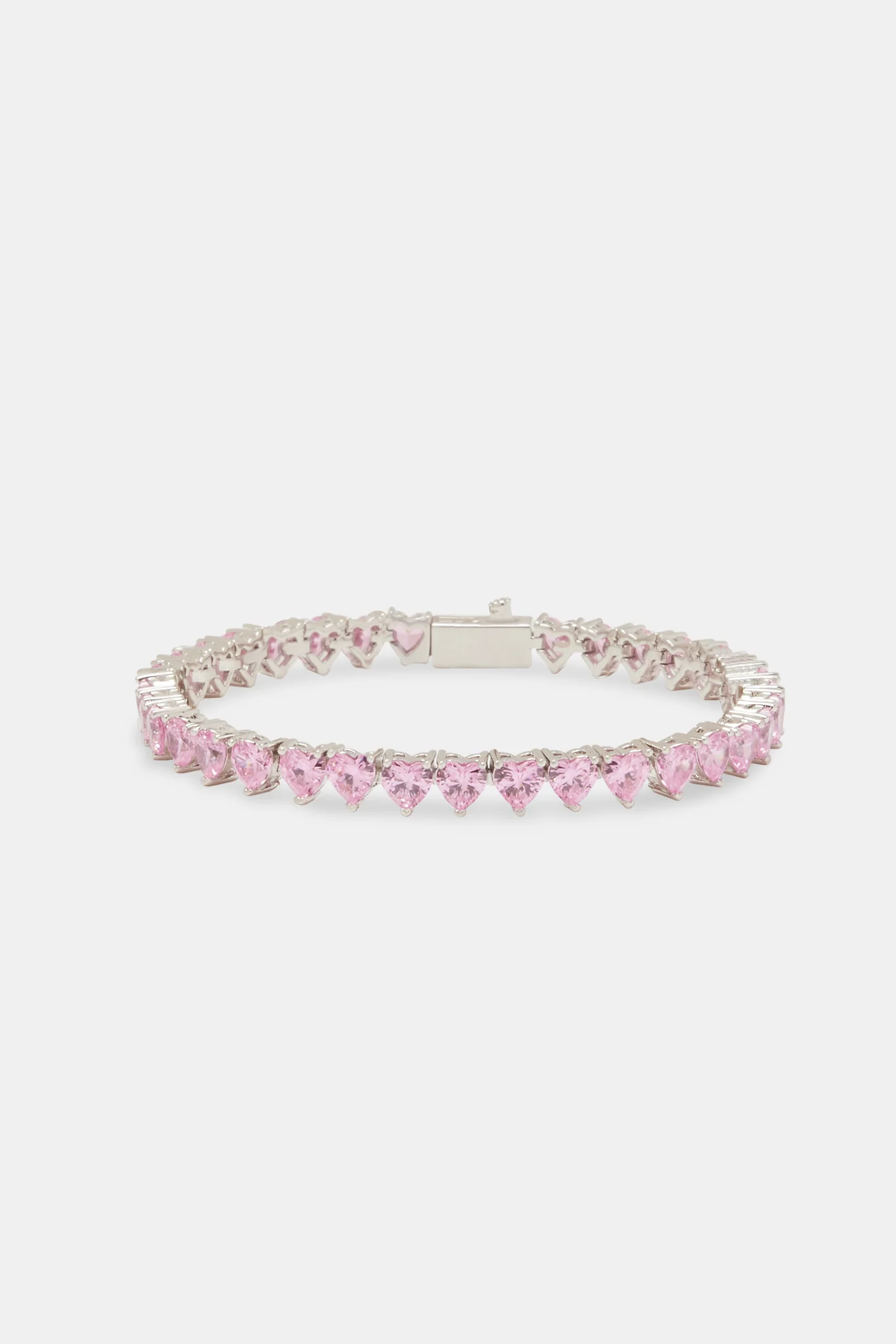 Pink CZ Heart Tennis Bracelet - 5mm - Image 2