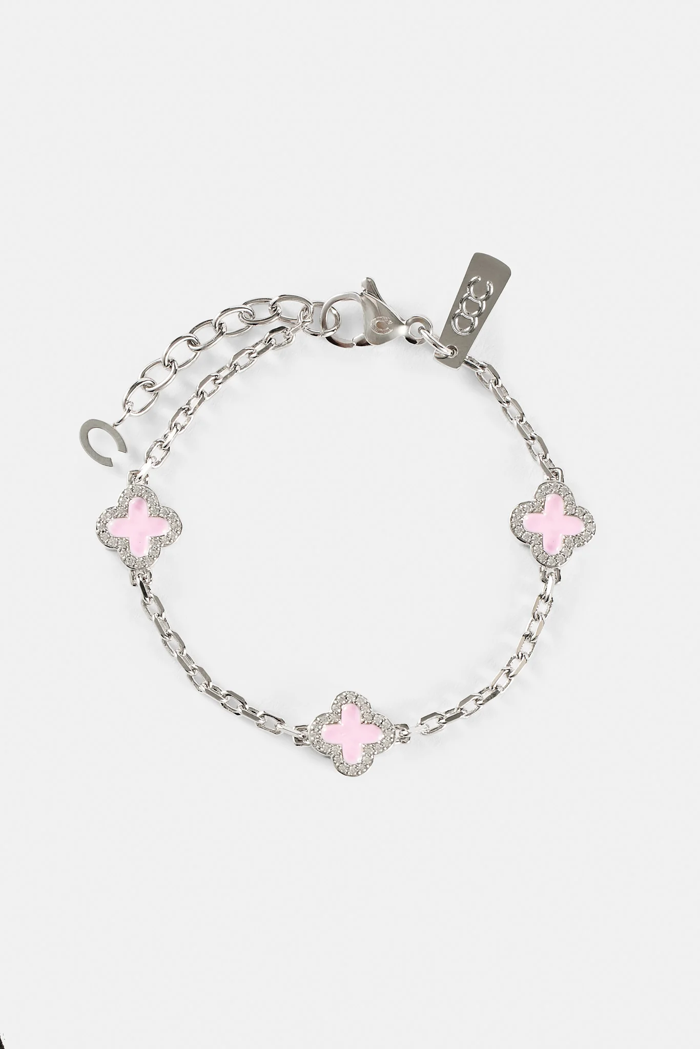 Pink Enamel Motif Rolo Link Bracelet - 10mm - Image 3