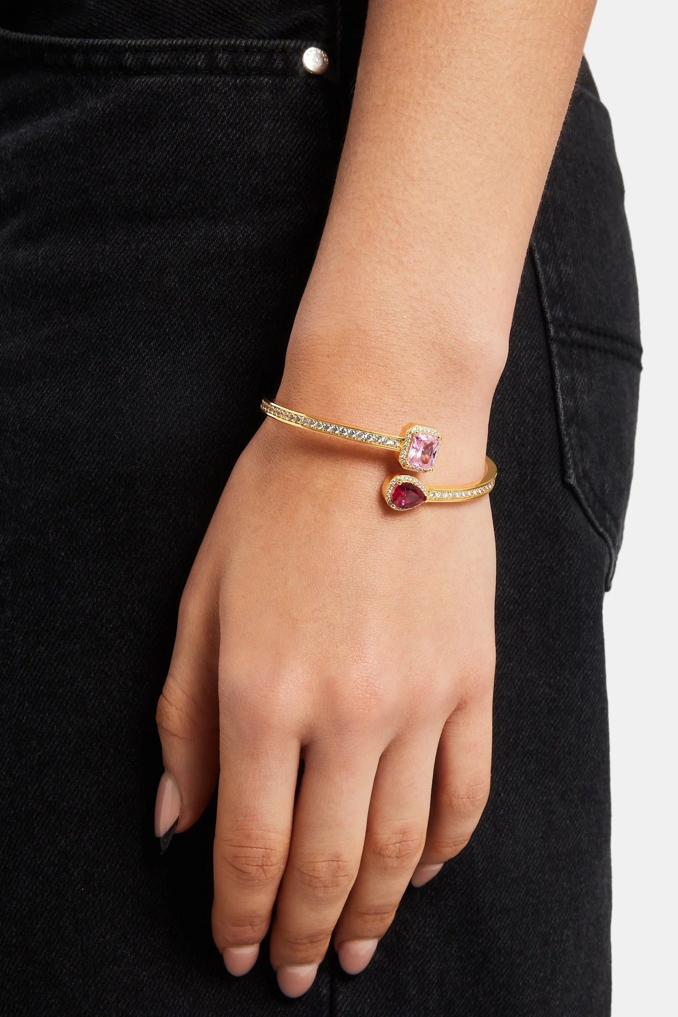 Pink Gem Bangle - Gold - Image 2