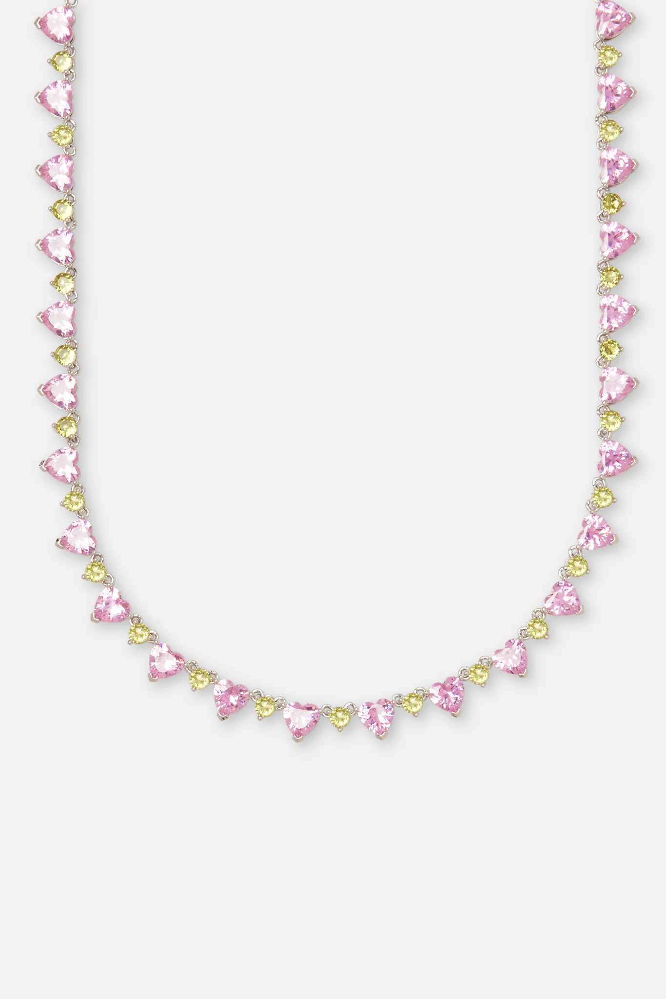 Pink & Green Heart Tennis Chain - 8mm - Image 2