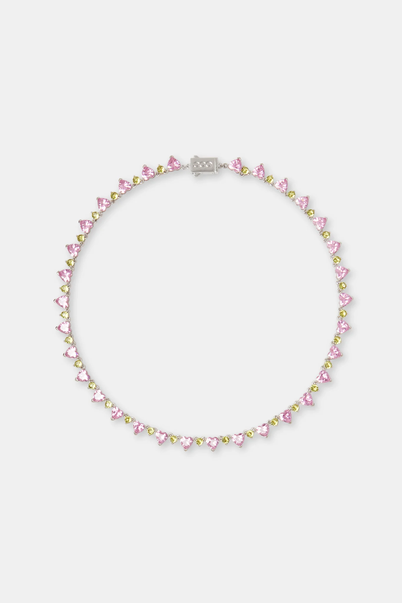 Pink & Green Heart Tennis Chain - 8mm - Image 4