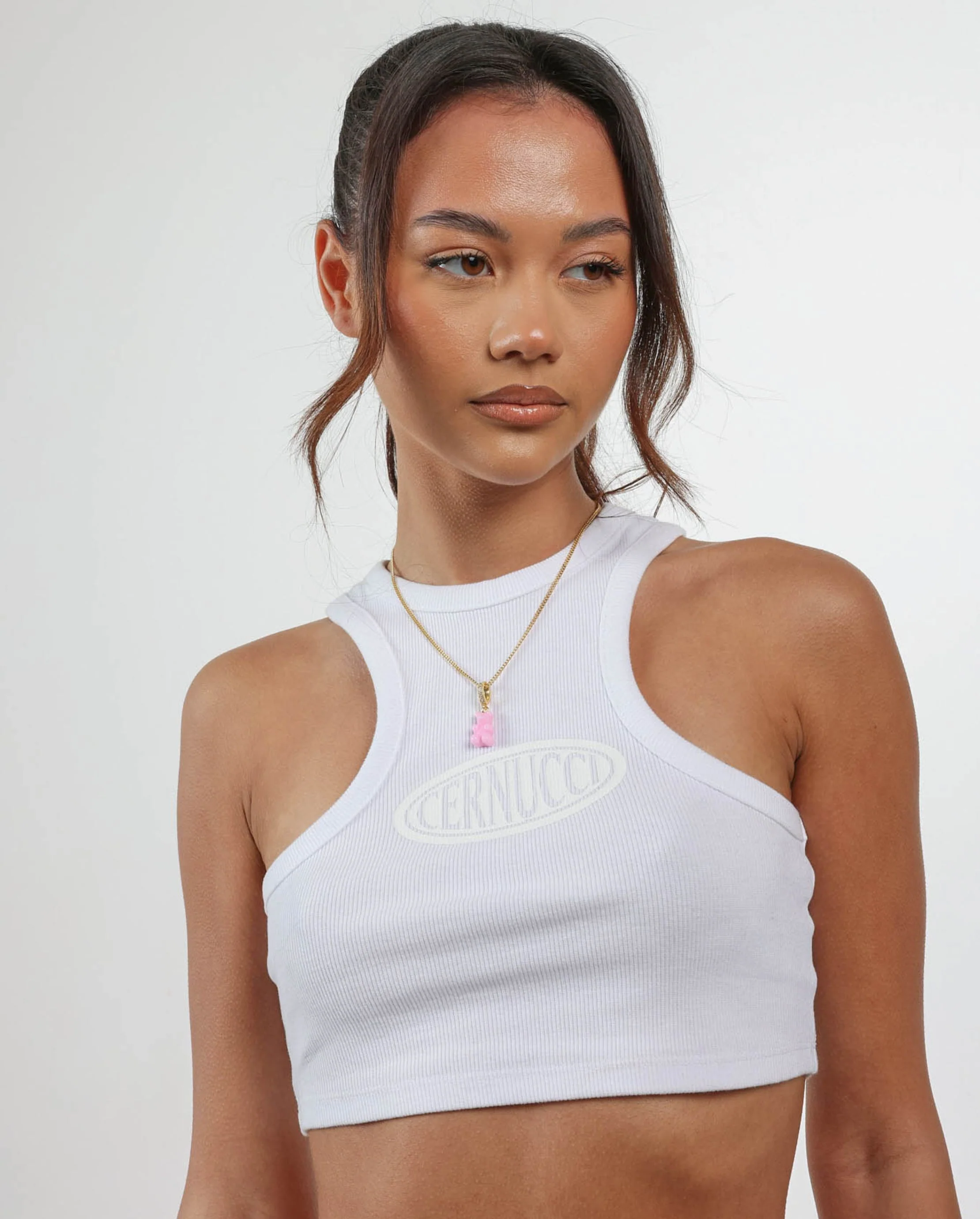 Pink Gummy Bear Pendant Necklace - Gold - Image 2