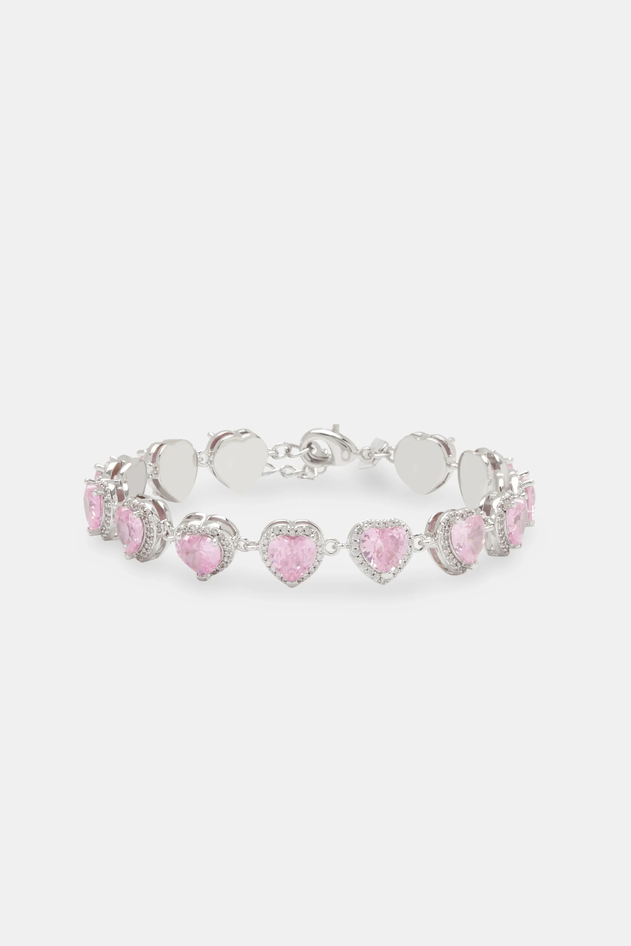 Pink Heart Bezel Iced Bracelet - 10mm - Image 2