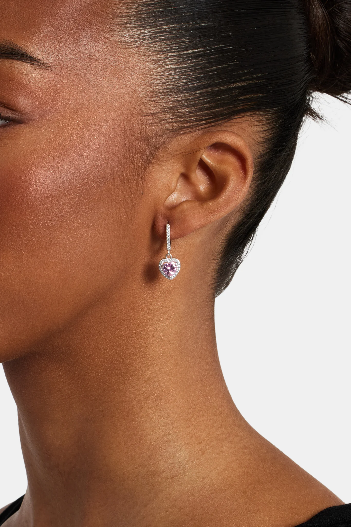 Pink Heart Drop Earrings - 25mm - Image 2