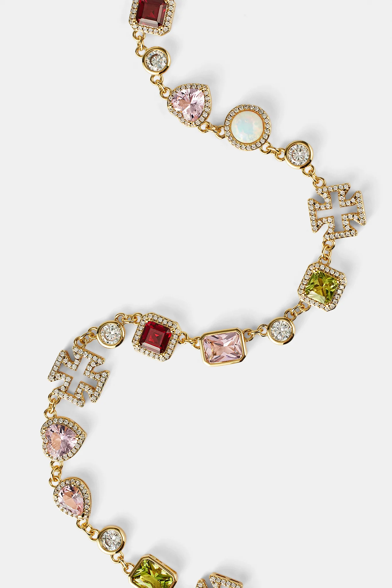 Pink Heart Multi Gem Chain - Gold - 10mm - Image 3