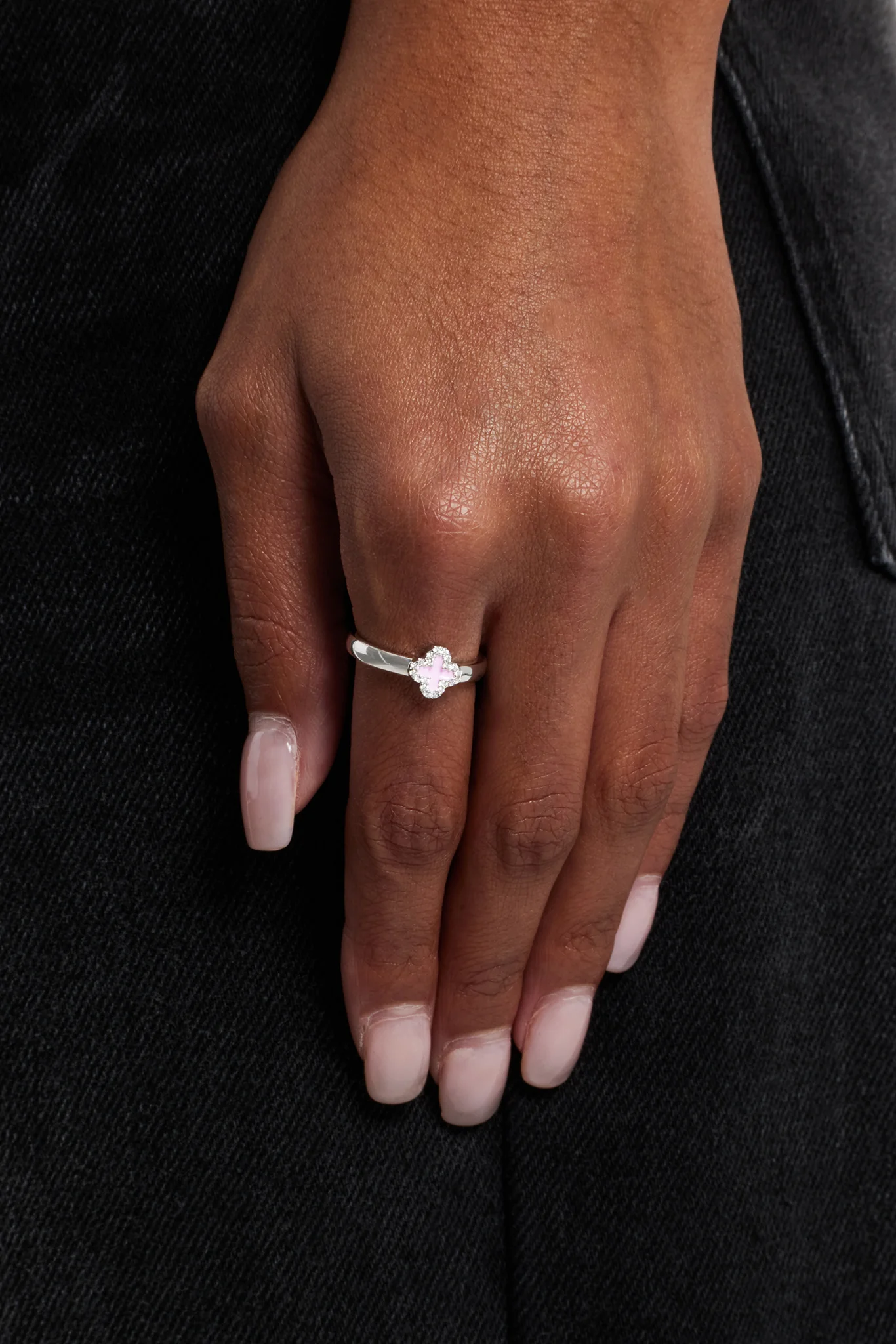 Pink Motif Band Ring - 6mm - Image 2