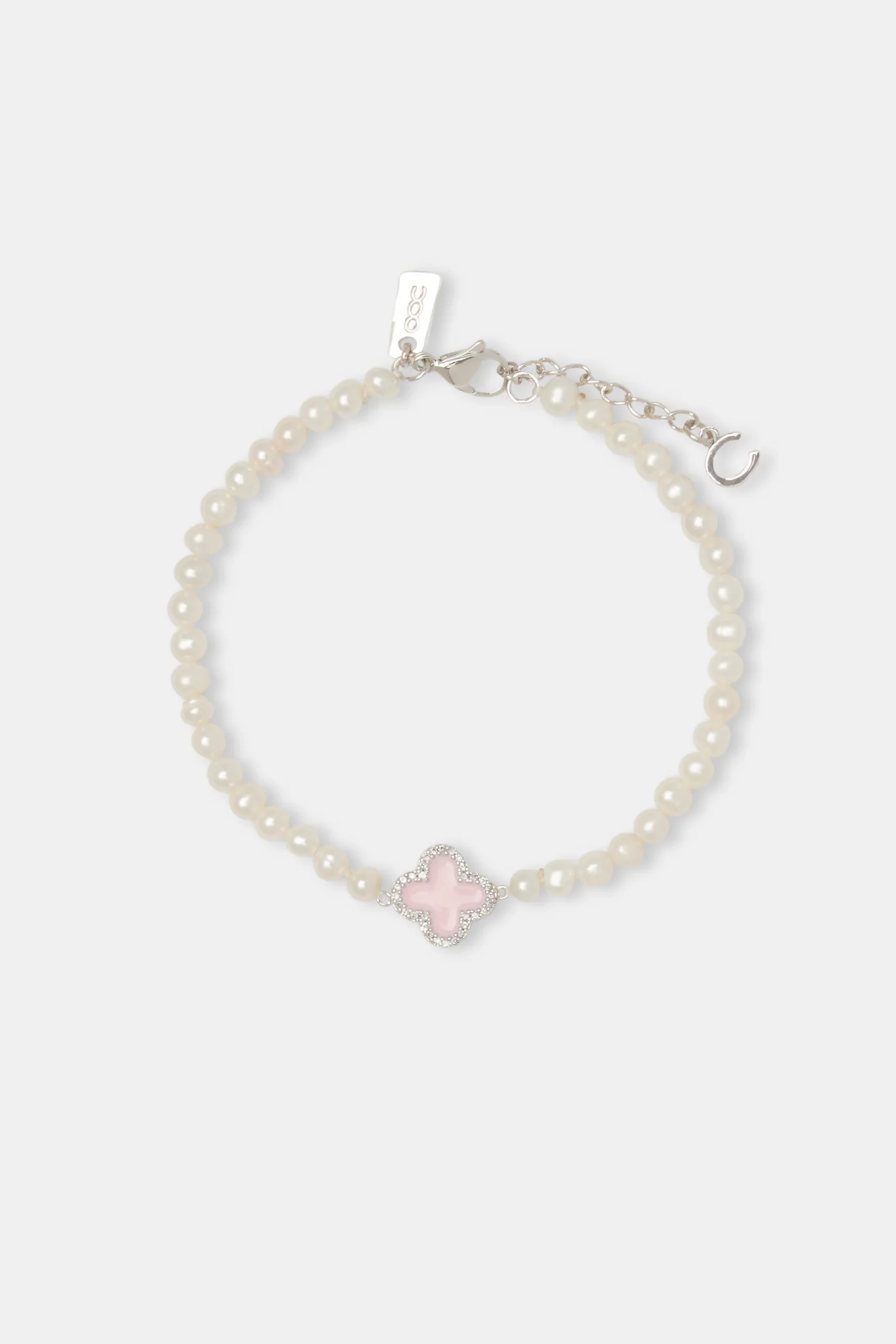 Pink Motif Freshwater Pearl Bracelet - 6mm - Image 2
