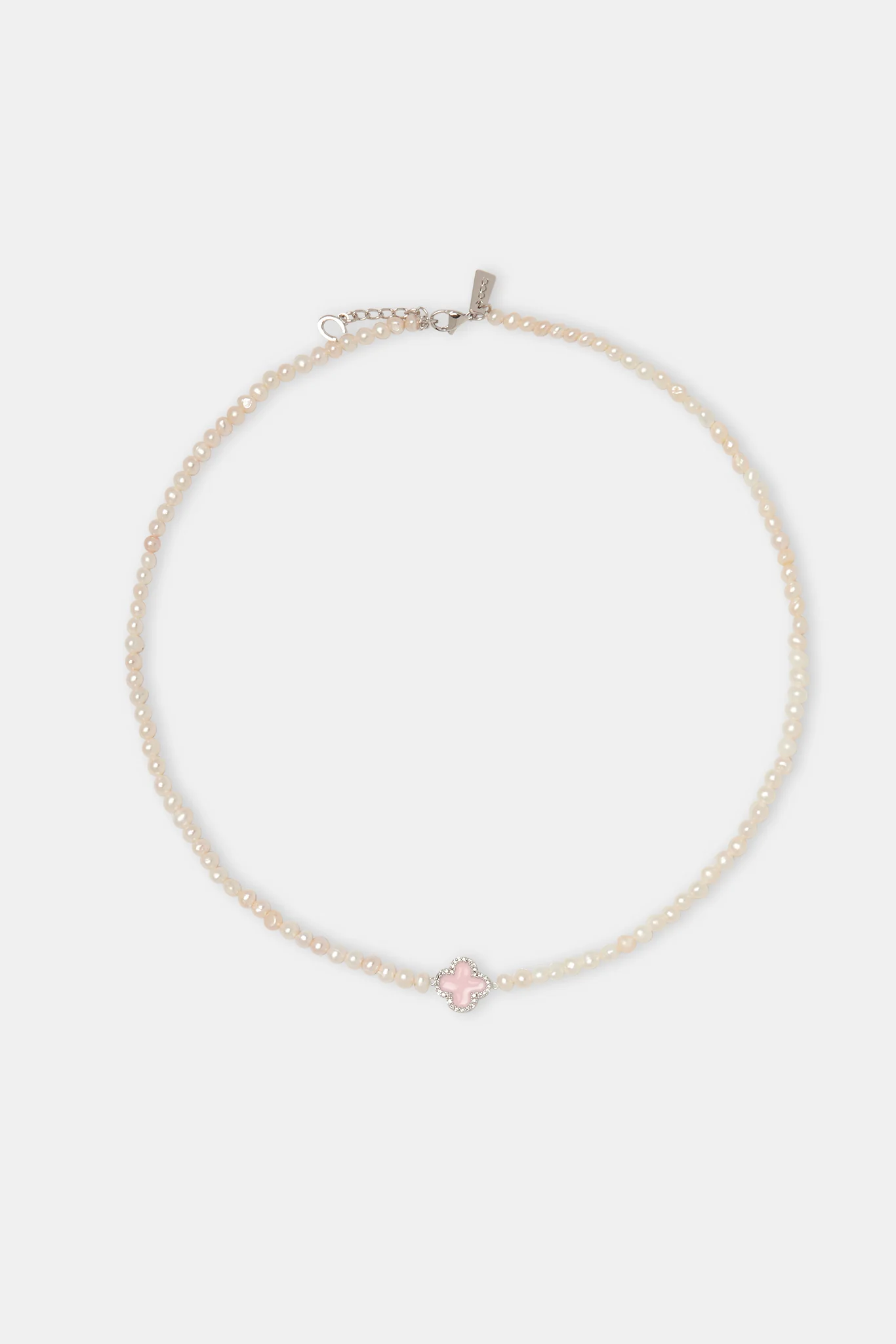 Pink Motif Freshwater Pearl Necklace - 4mm - Image 4