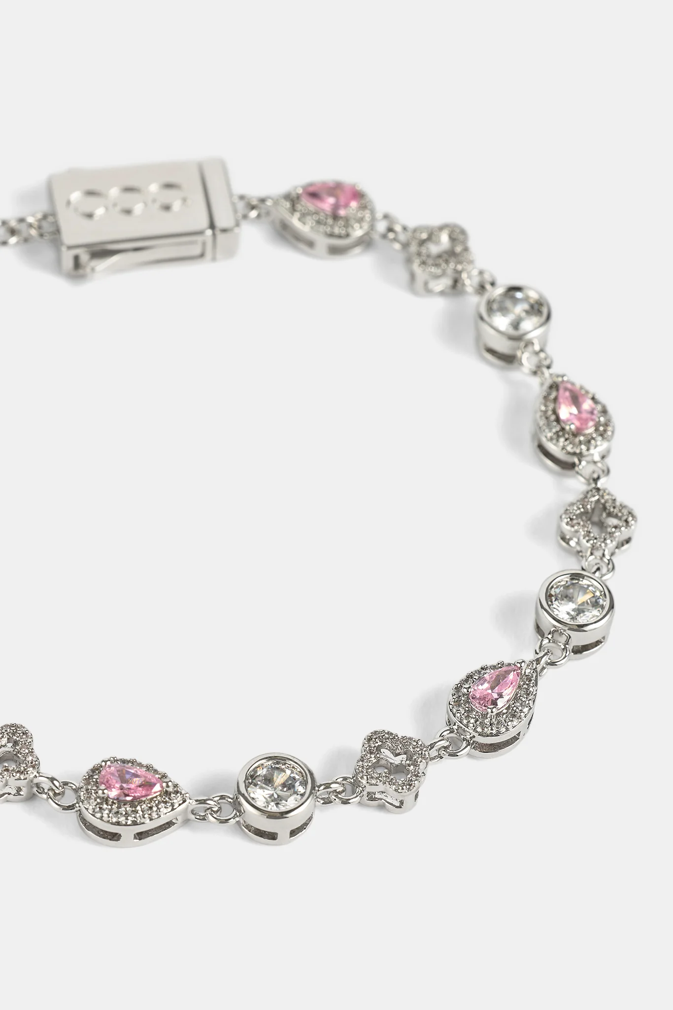 Pink Motif & Gemstone Bracelet - 6mm - White - Image 3