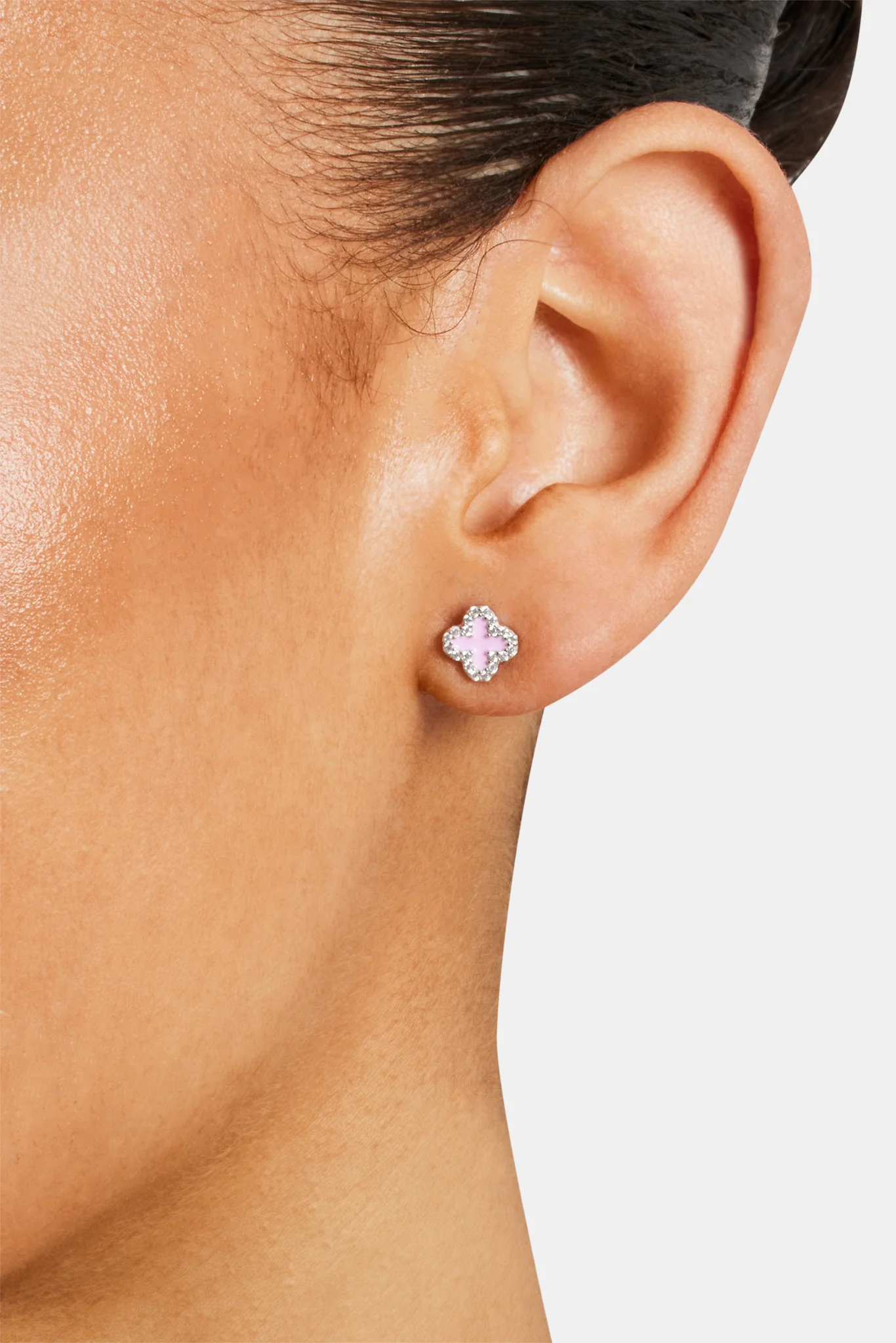 Pink Motif Stud Earrings - 6mm - Image 2