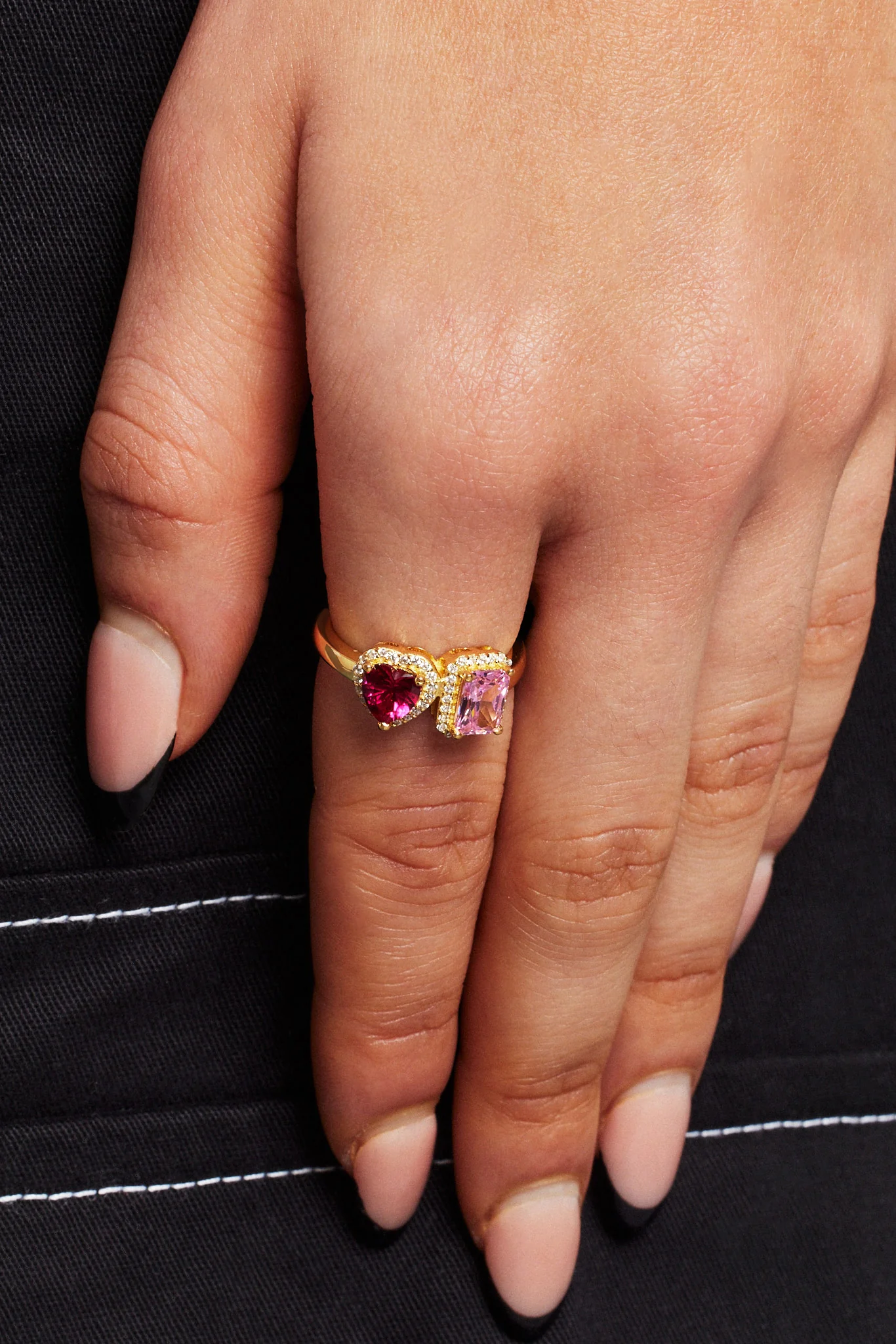 Pink Multi Gem Ring - Gold - Image 2