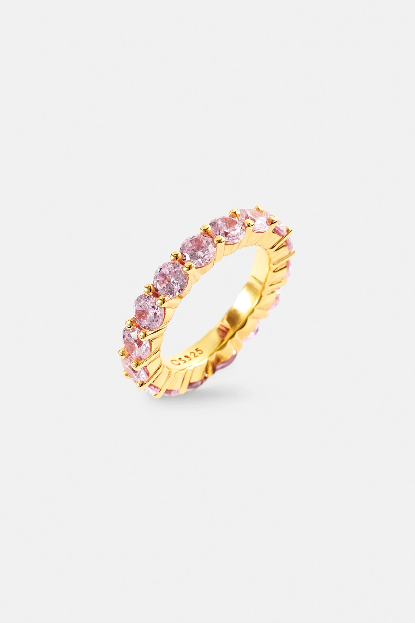 Pink Round Stone Tennis Ring - 4mm - Image 2
