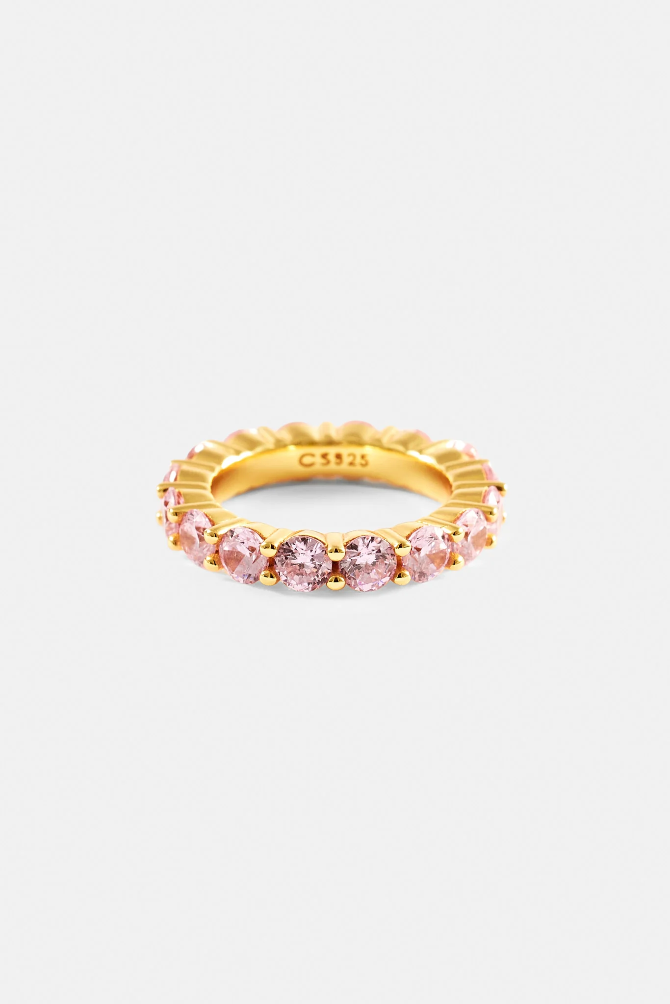 Pink Round Stone Tennis Ring - 4mm - Image 3