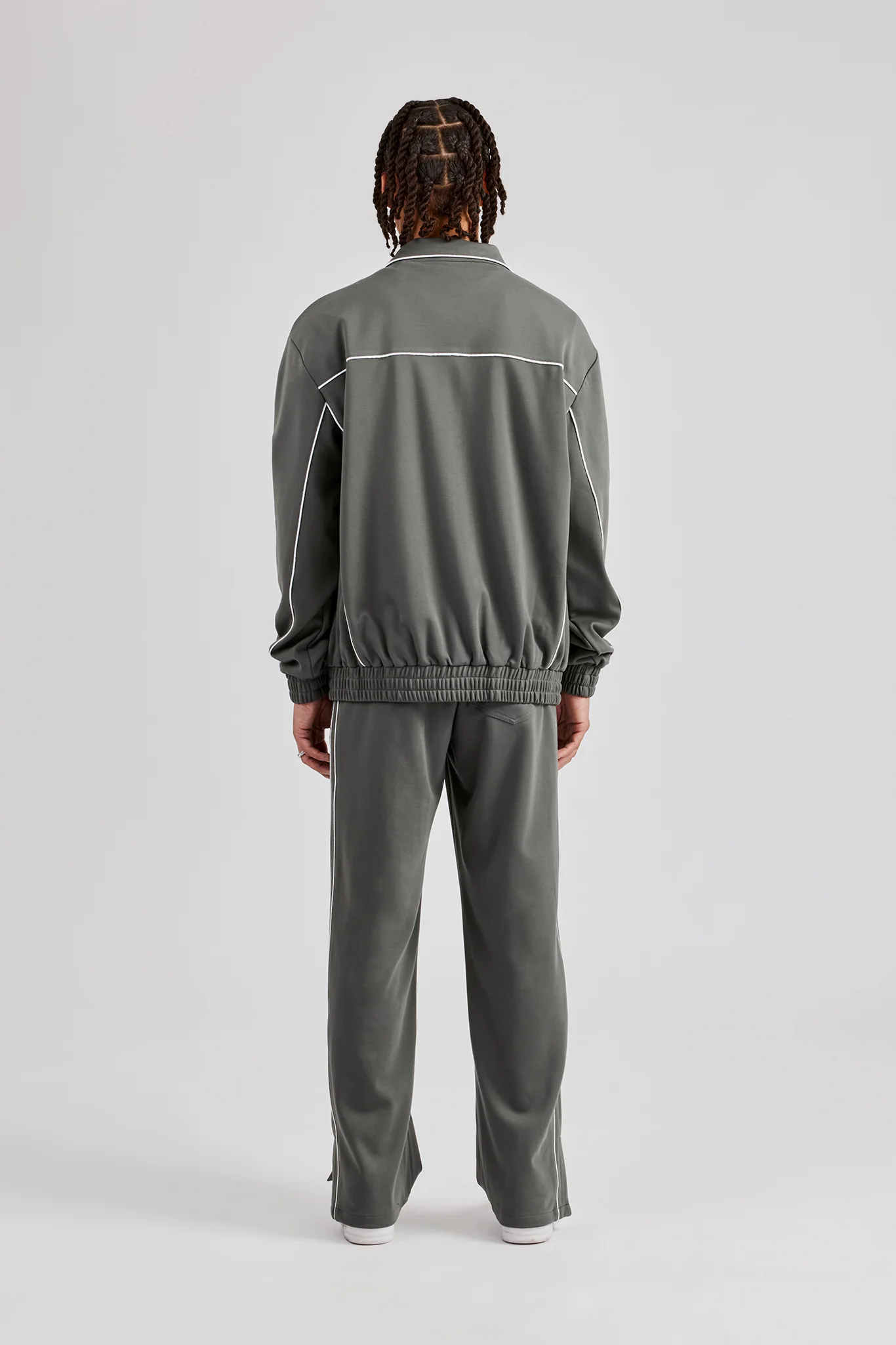 Piping Zip Through Tracksuit - Grey - Image 4