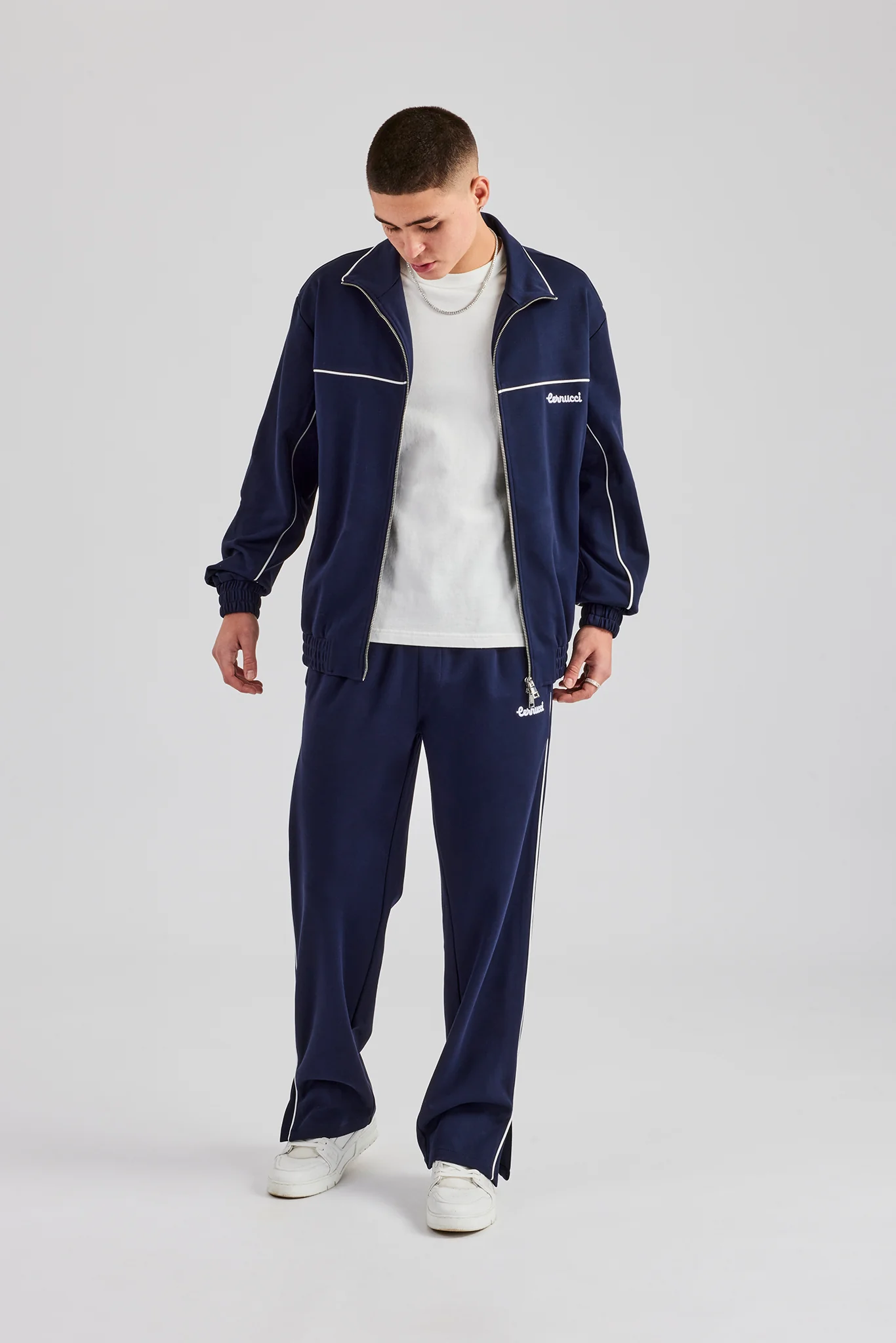 Piping Zip Through Tracksuit - Navy - Image 2