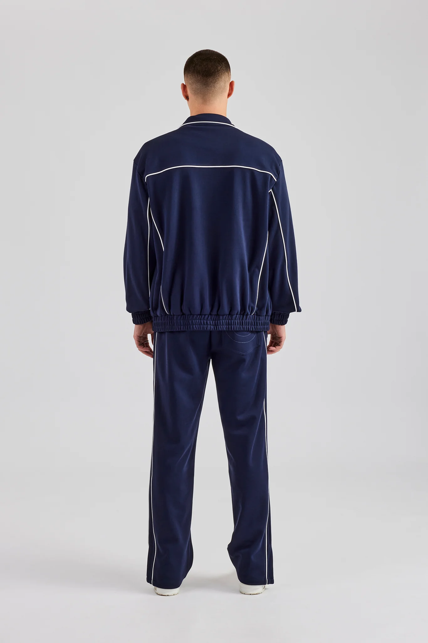 Piping Zip Through Tracksuit - Navy - Image 3