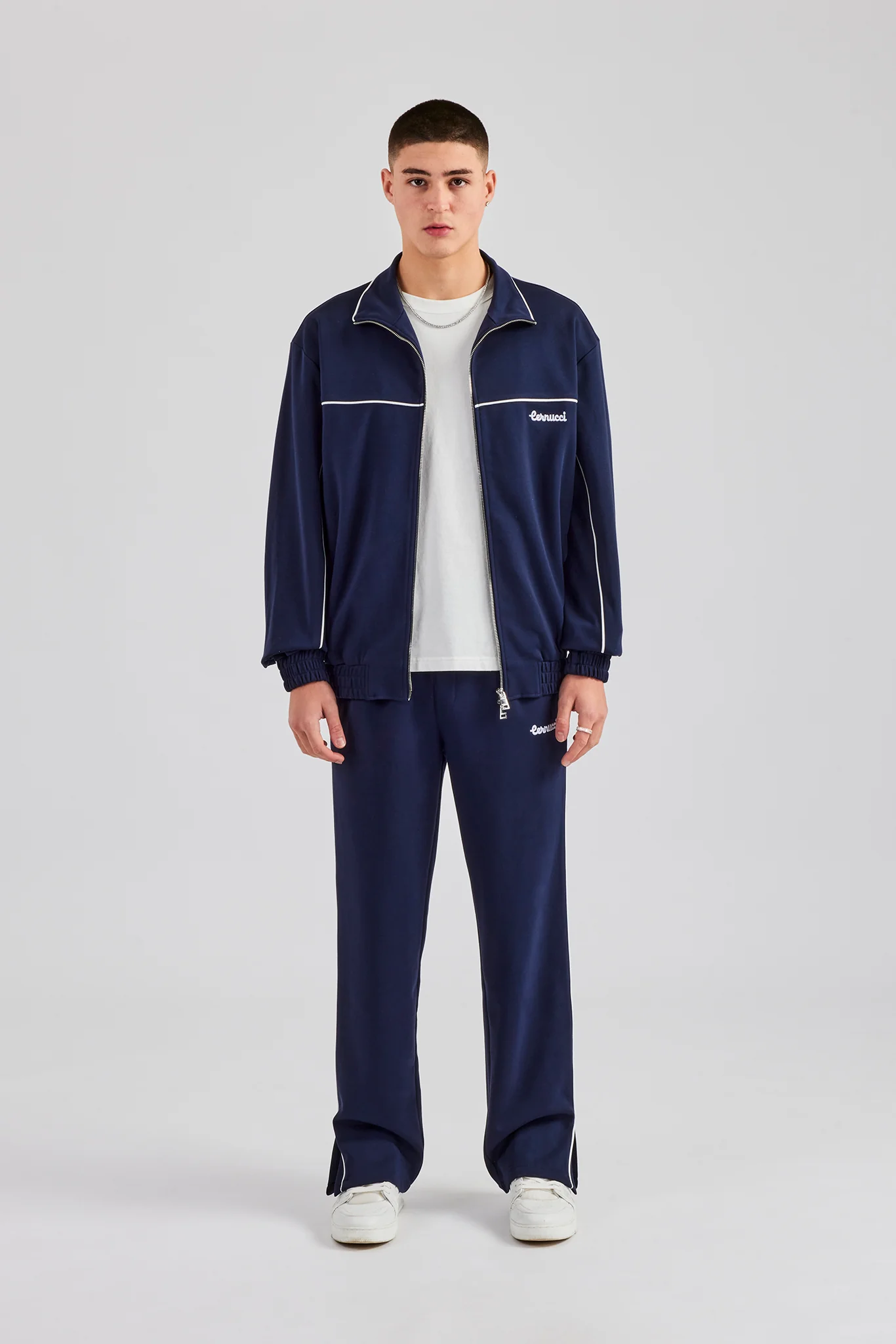 Piping Zip Through Tracksuit - Navy - Image 4