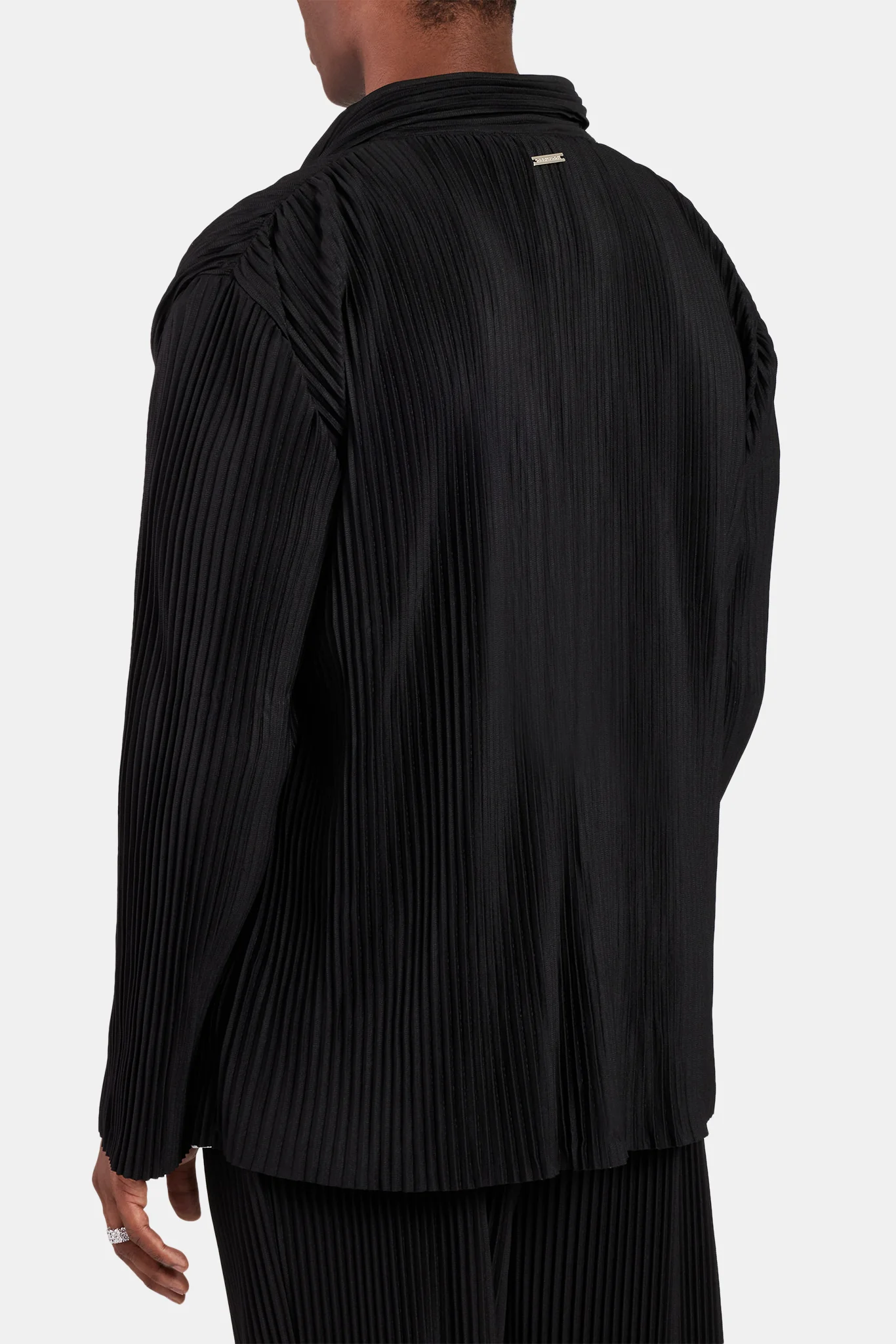 Pleated Collared Jacket  - Black - Image 4