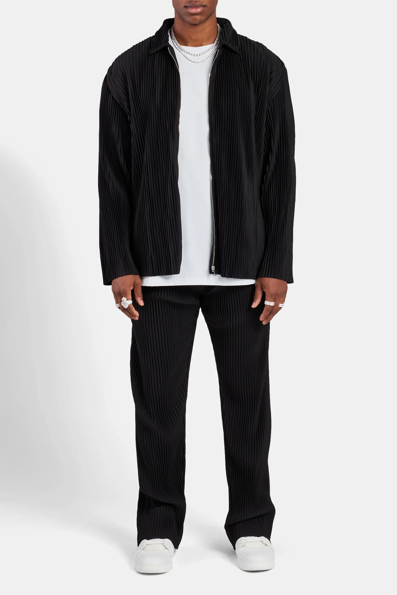 Pleated Collared Jacket  - Black - Image 5