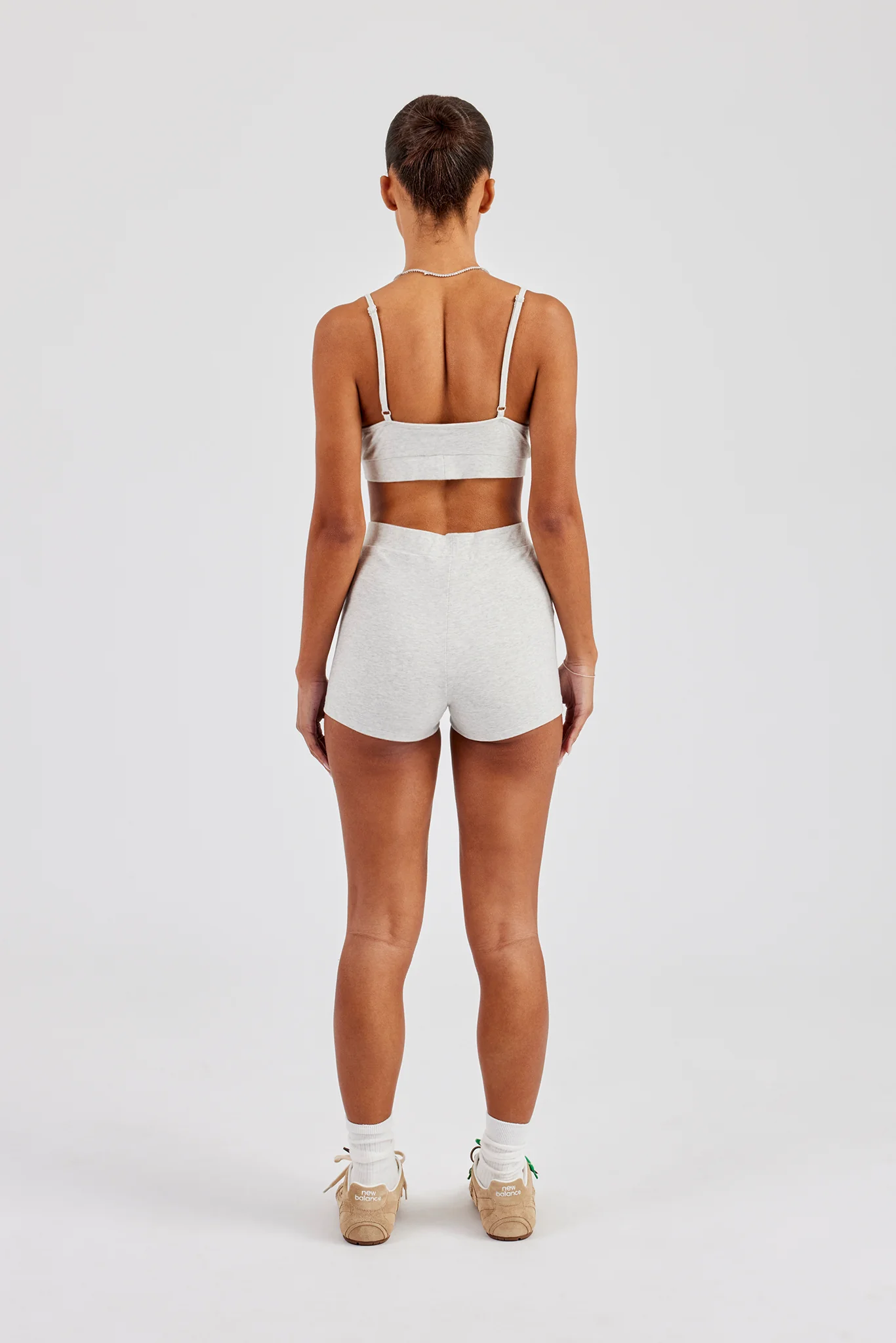 Plunge Front Bralet & Jersey Boxer Short - Ash Grey - Image 3