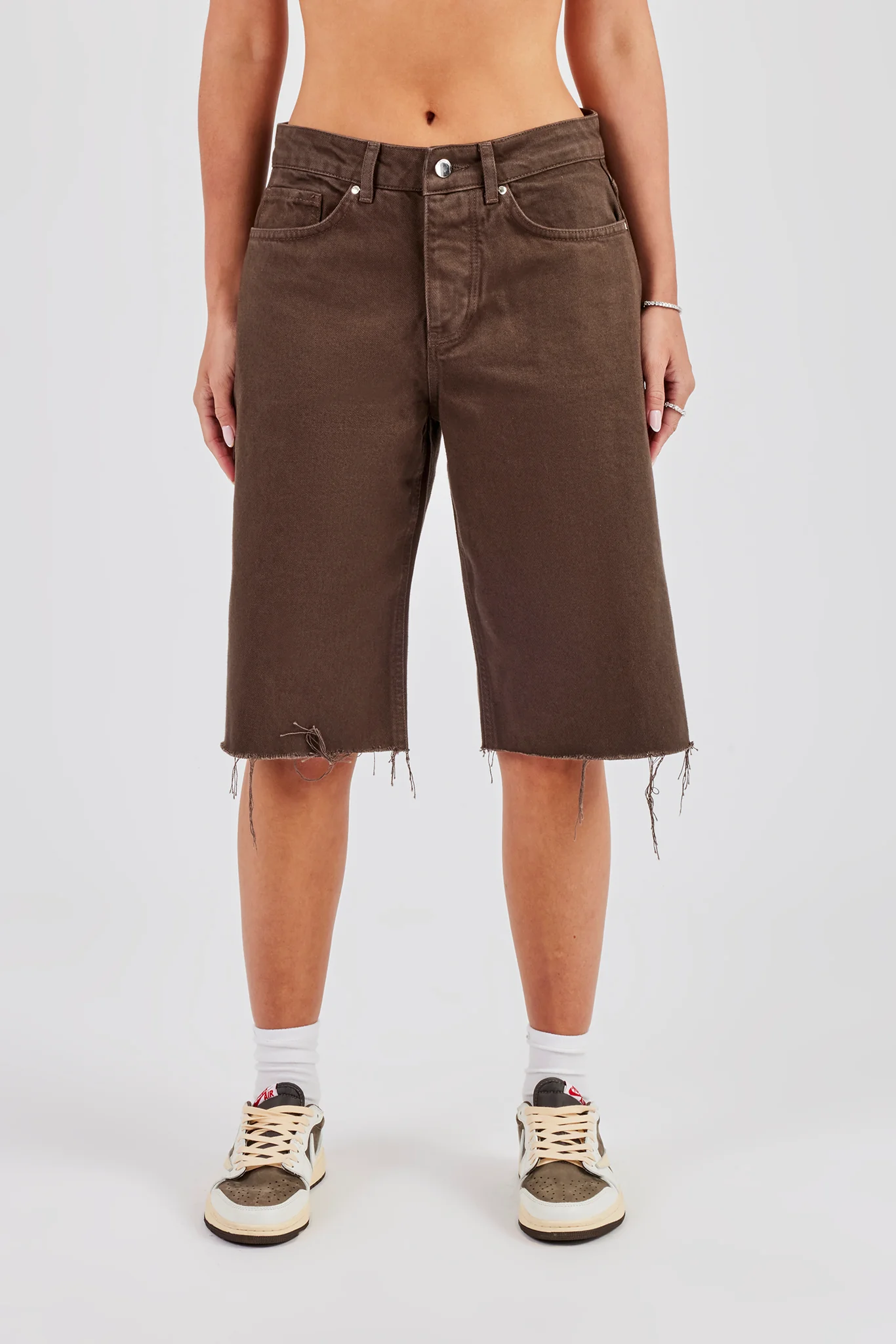 Pocket Detailed Denim Jort - Chocolate - Image 3