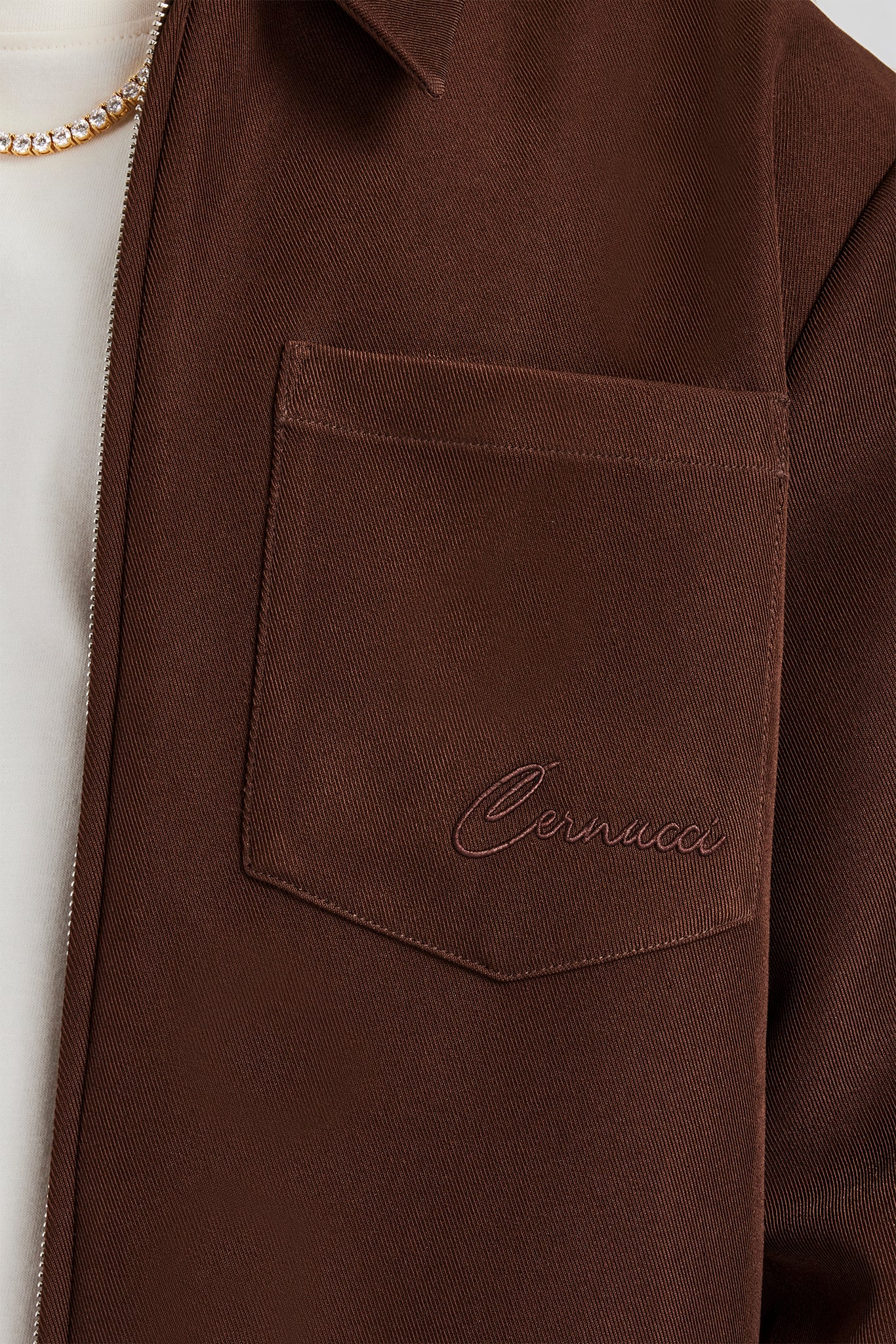 Pocket Twill Harrington Jacket - Chocolate - Image 2