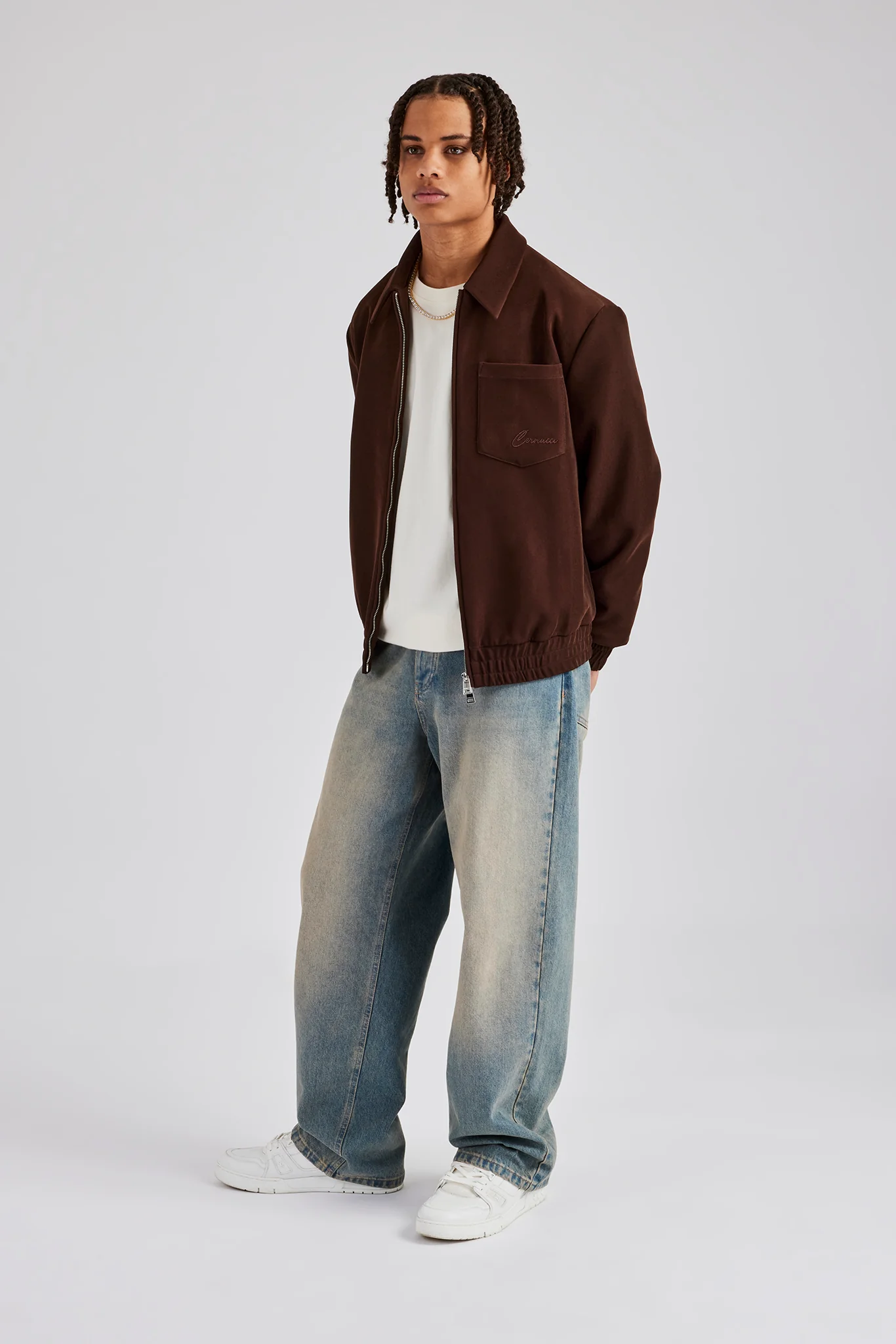 Pocket Twill Harrington Jacket - Chocolate - Image 4