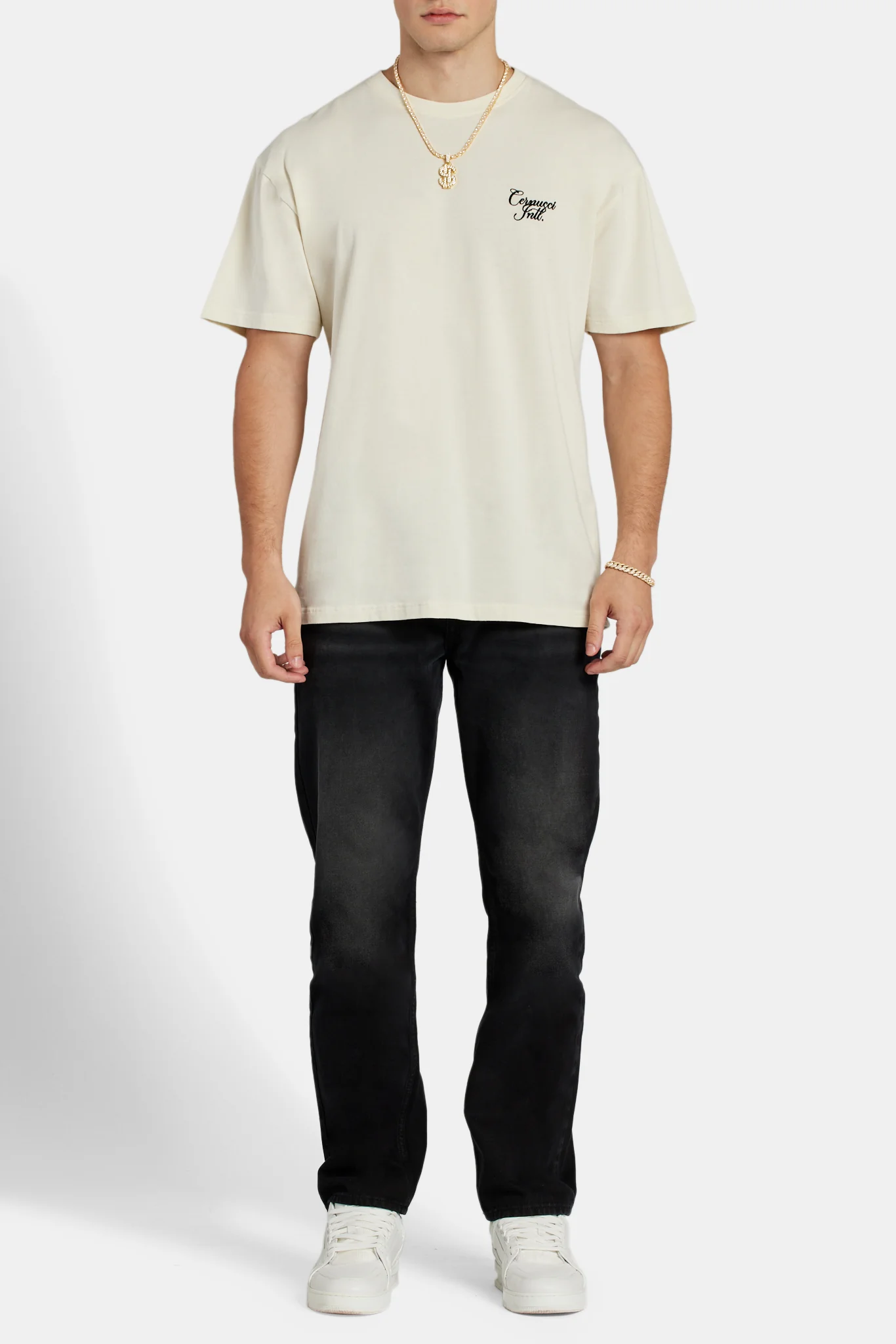 Poker Chip Graphic Oversized T-Shirt - Ecru - Image 4