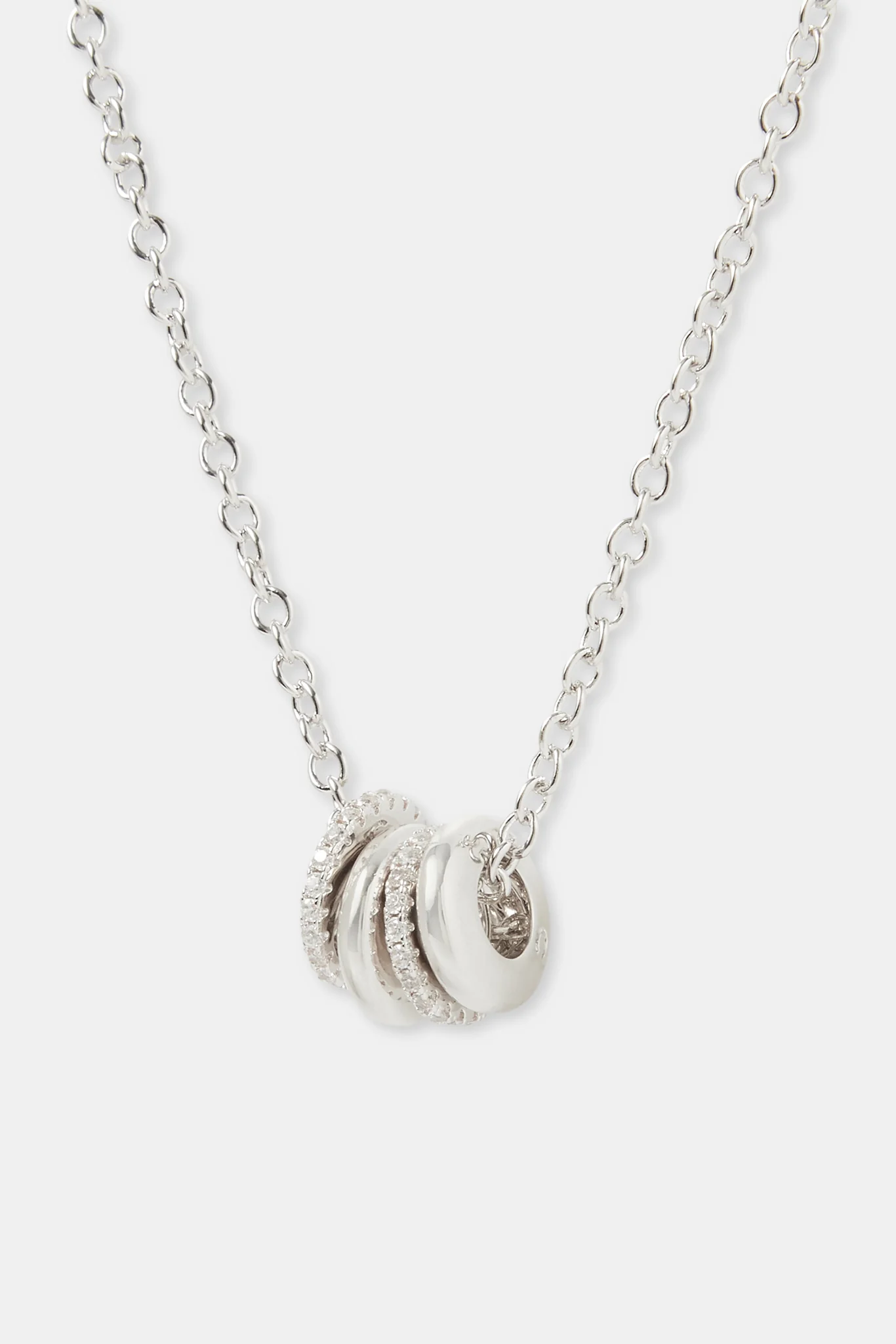Polished and Iced Multi Ring Necklace - 10mm - Image 3