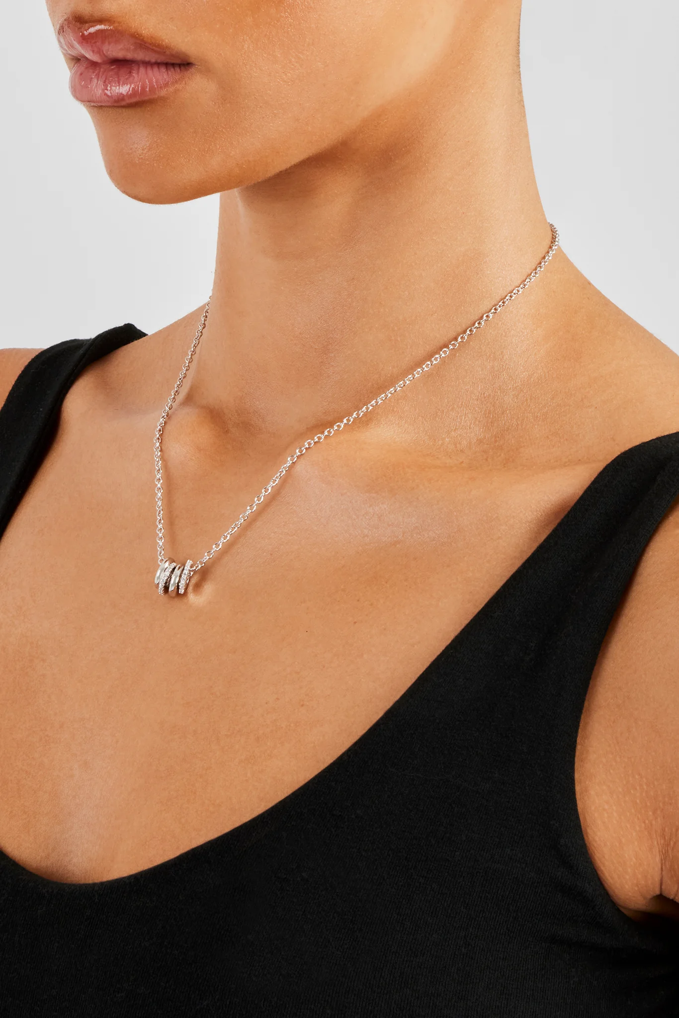 Polished and Iced Multi Ring Necklace - 10mm - Image 4