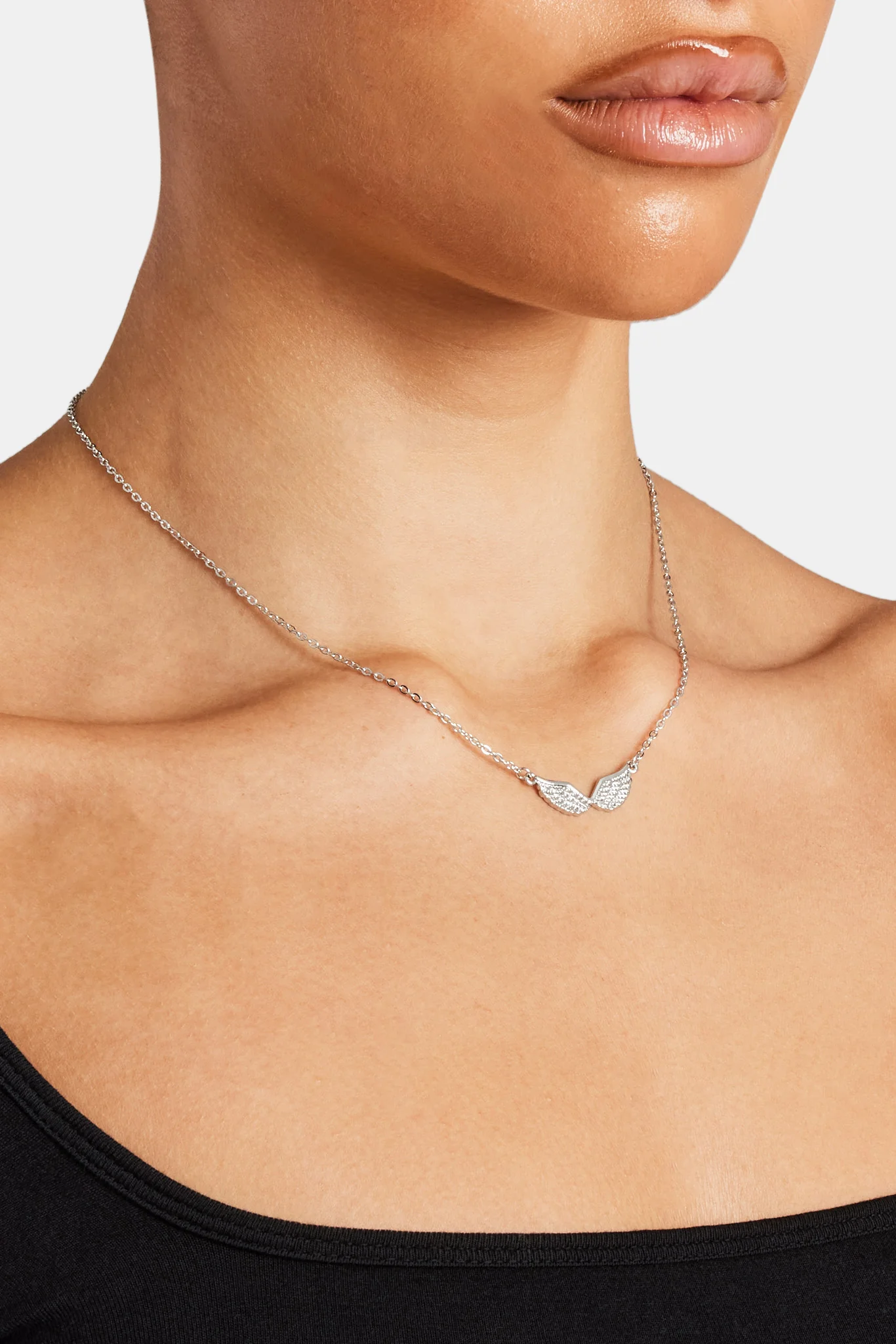 Polished Angel Wings Necklace - White - Image 3