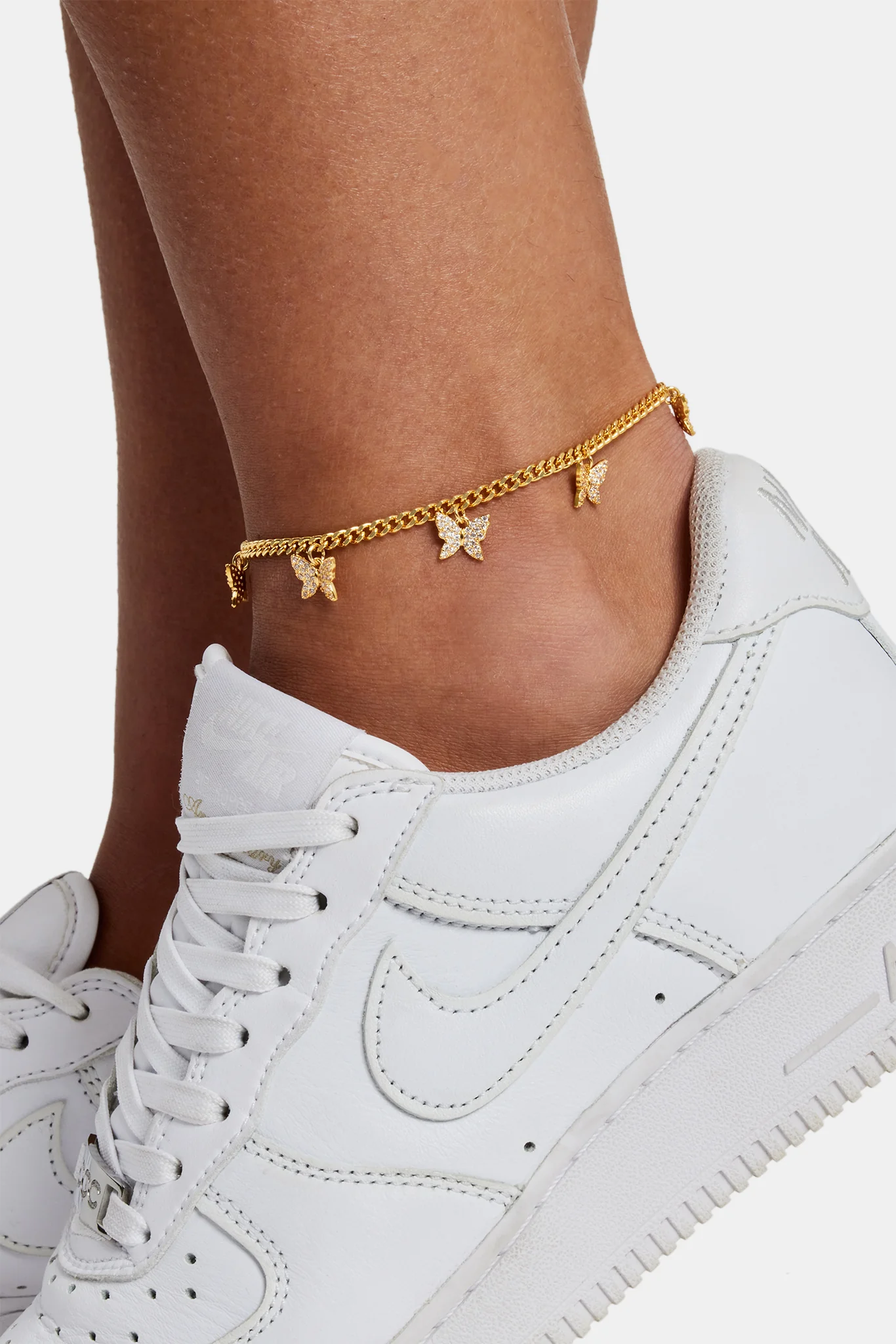 Polished Butterfly Drop Anklet - 3mm - Image 2