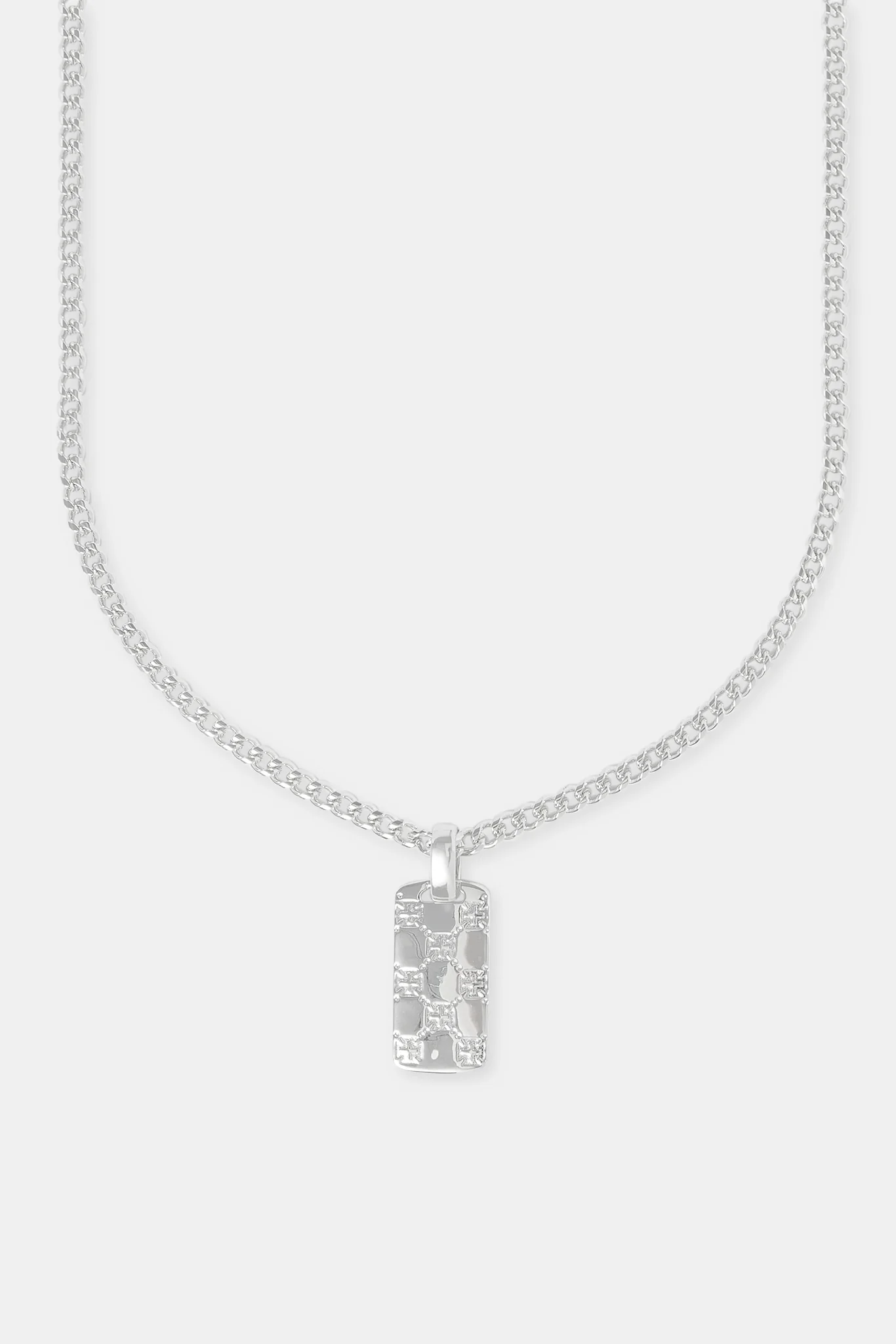 Polished Cross Outline Dog Tag Necklace - 25mm - Image 2