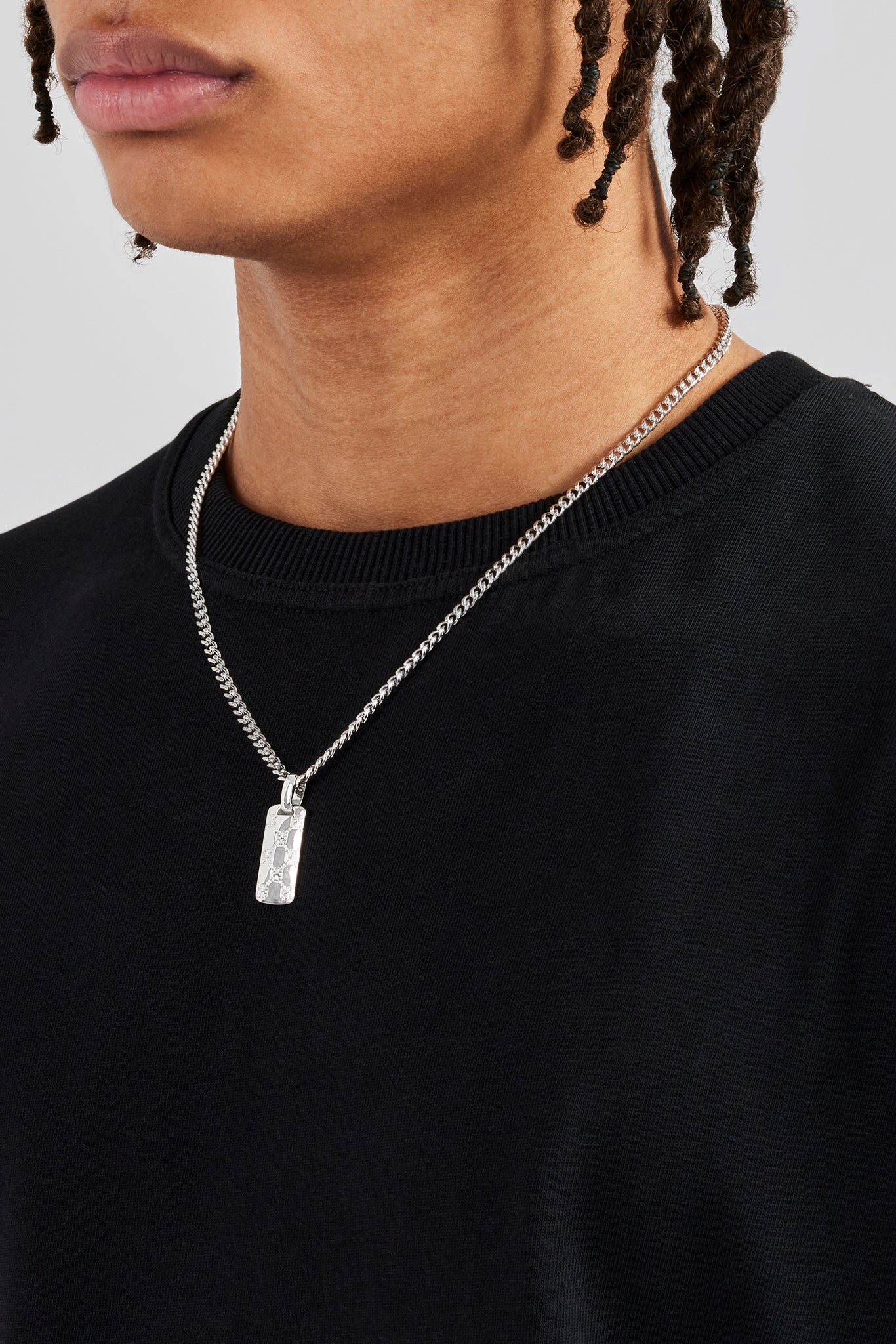 Polished Cross Outline Dog Tag Necklace - 25mm - Image 3