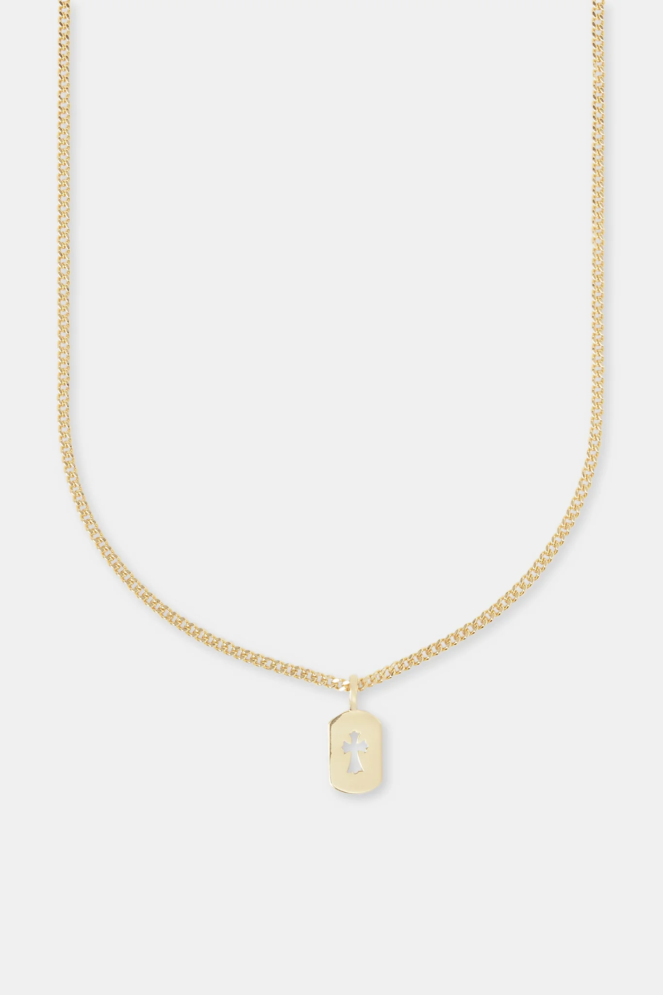 Polished Cross Outline Necklace - 15mm - Gold - Image 2
