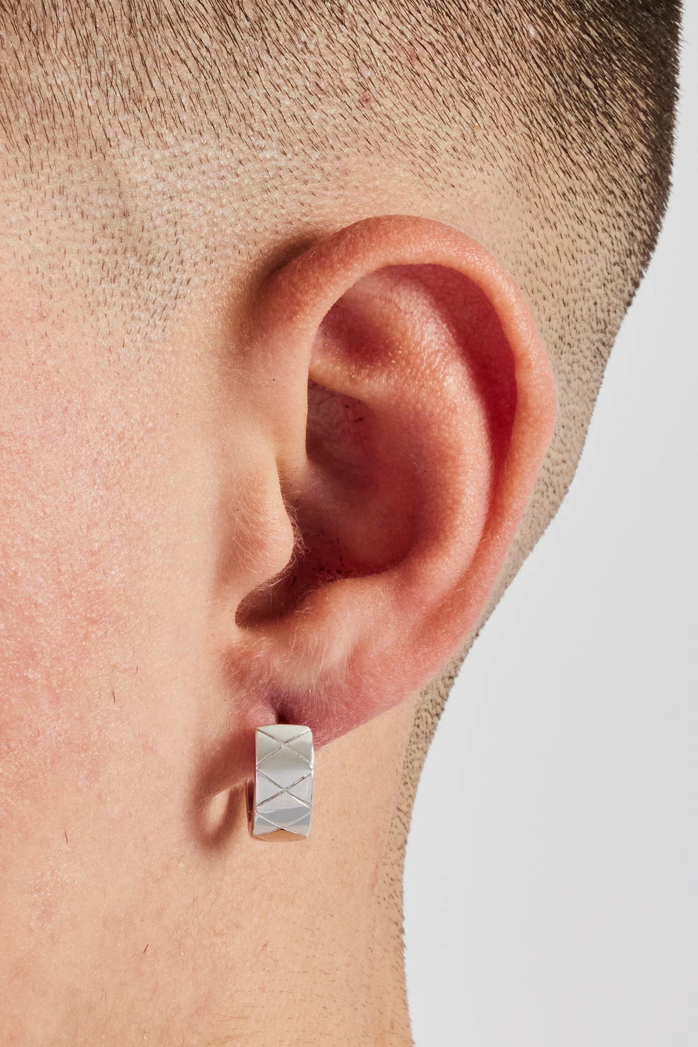 Polished Cross Over Huggie Earrings - 15mm - Image 2