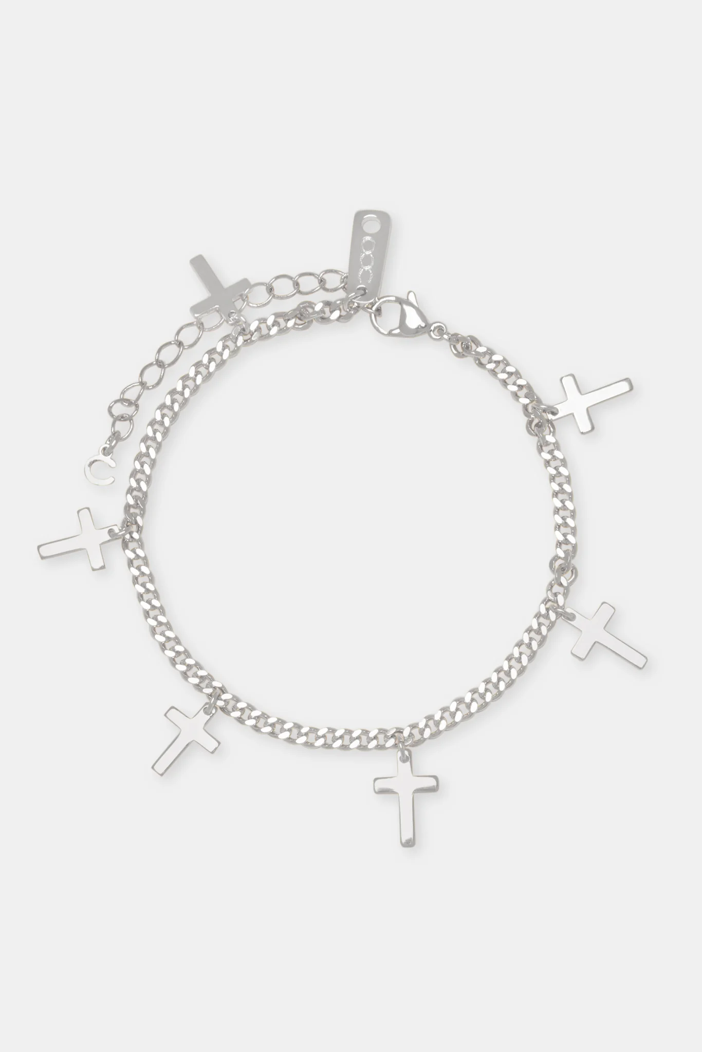 Polished Cuban Drop Cross Anklet - 3mm - White - Image 2