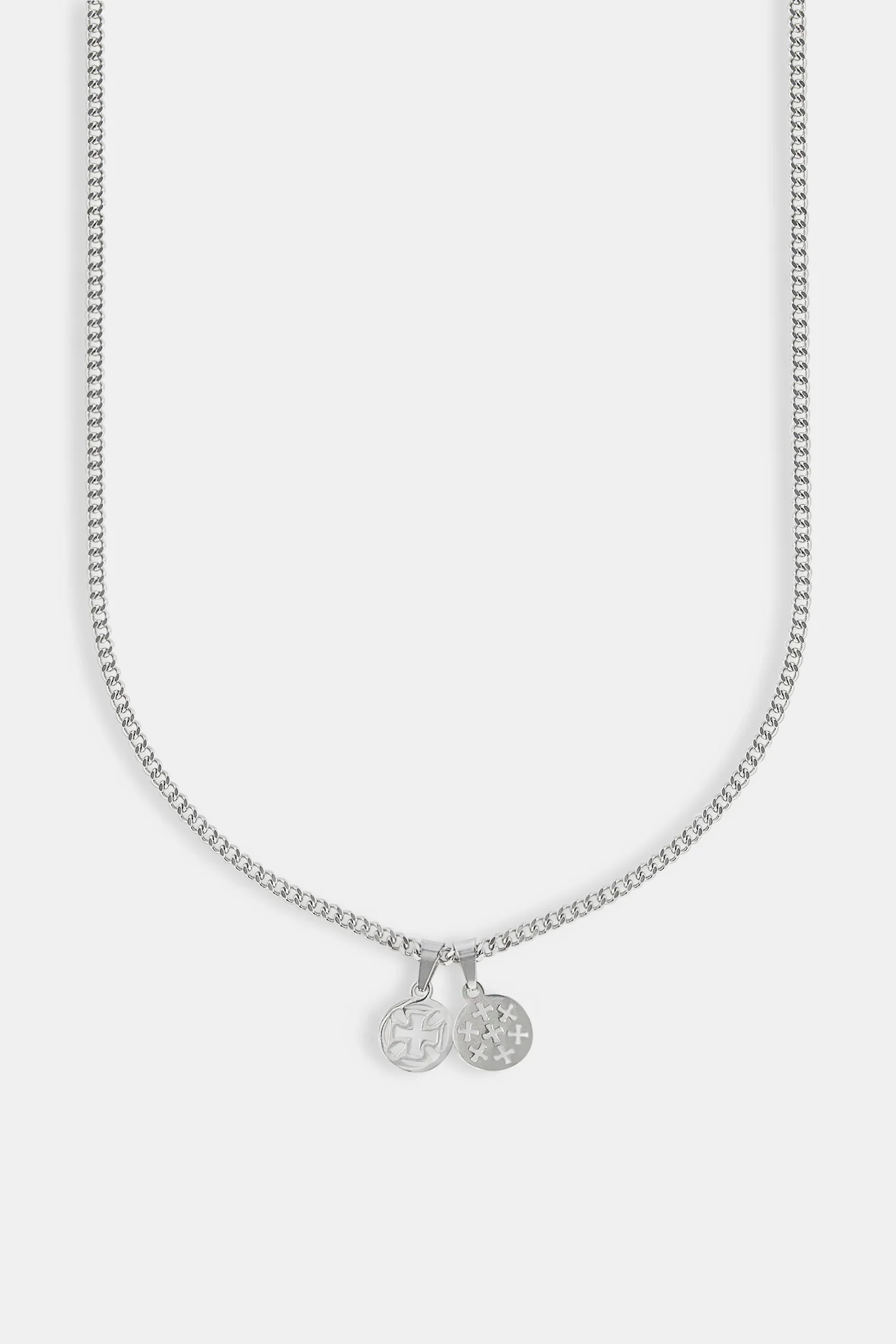 Polished Double Cross Disc Necklace - 10mm - Image 3