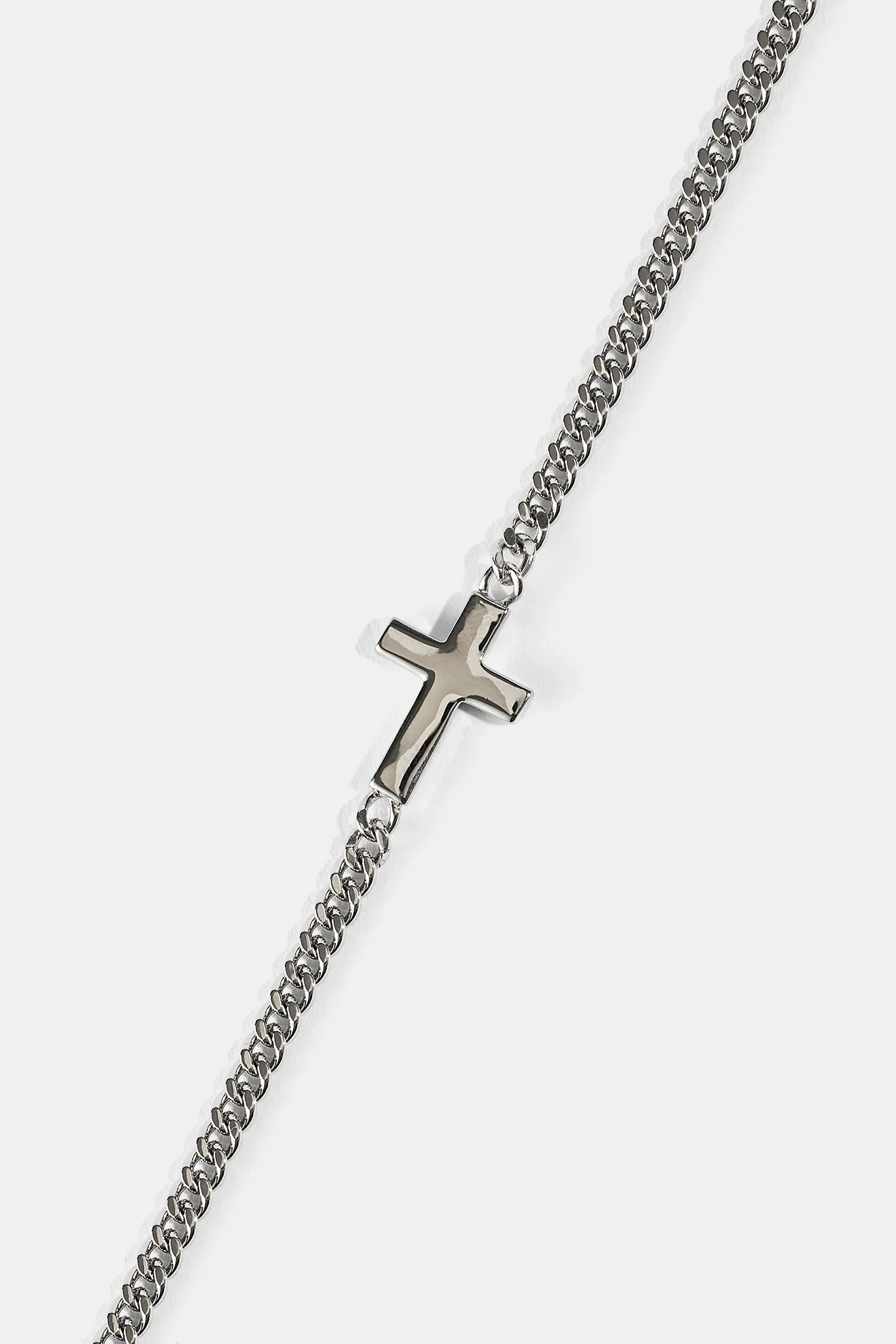Polished Drop Cross Cuban Bracelet - 5mm - Image 3