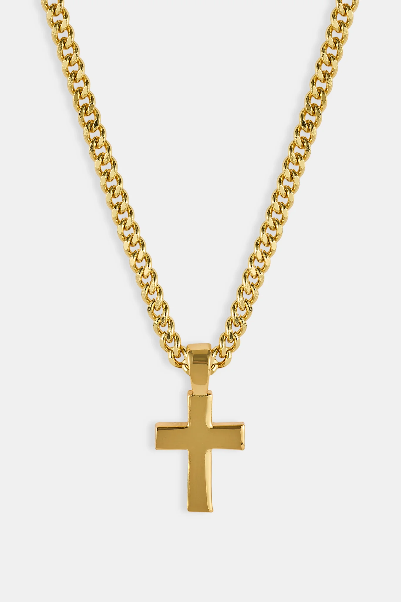 Polished Drop Cross Cuban Chain - 3mm - Gold - Image 3