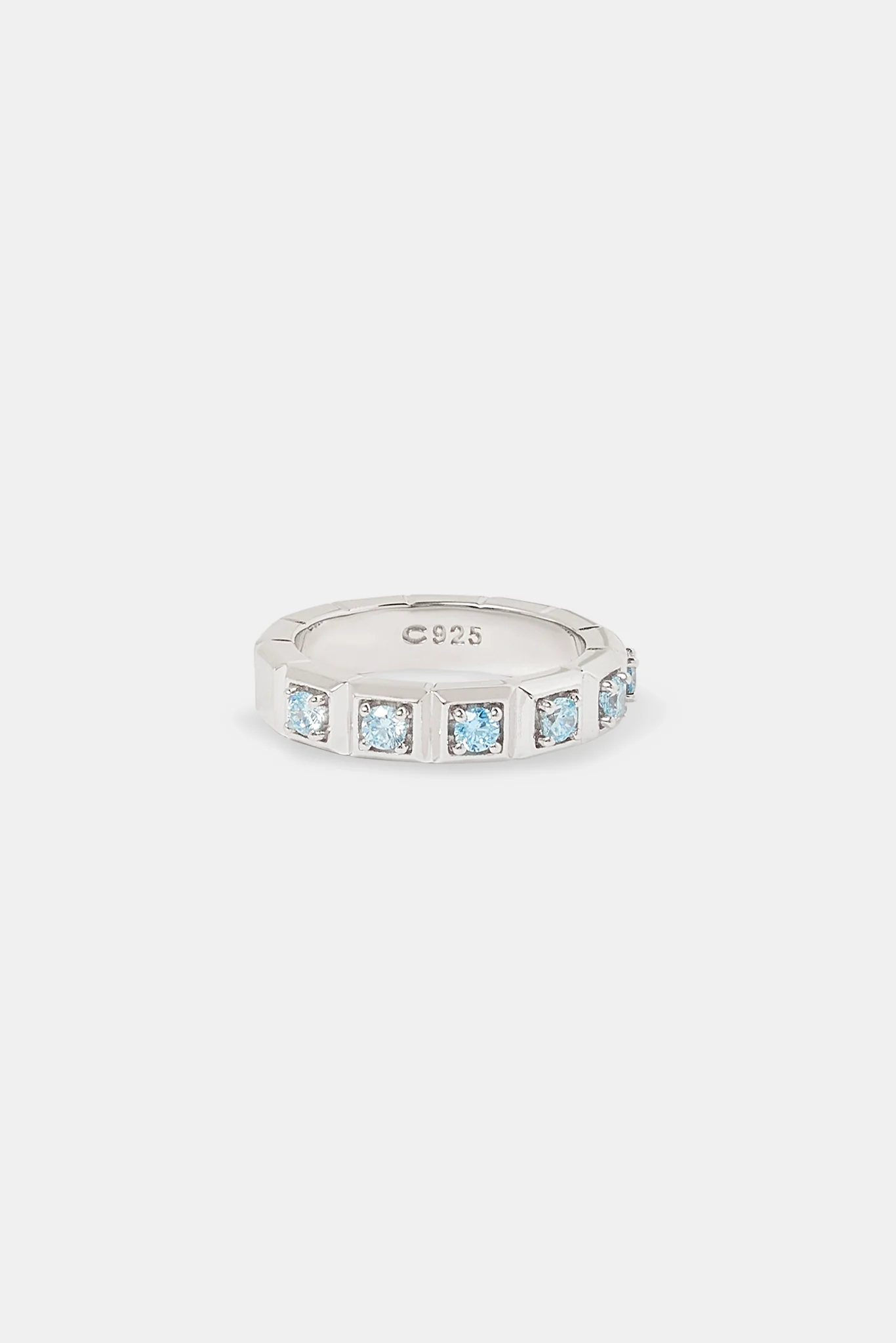 Polished Edge Blue Square Stone Ring - 6mm