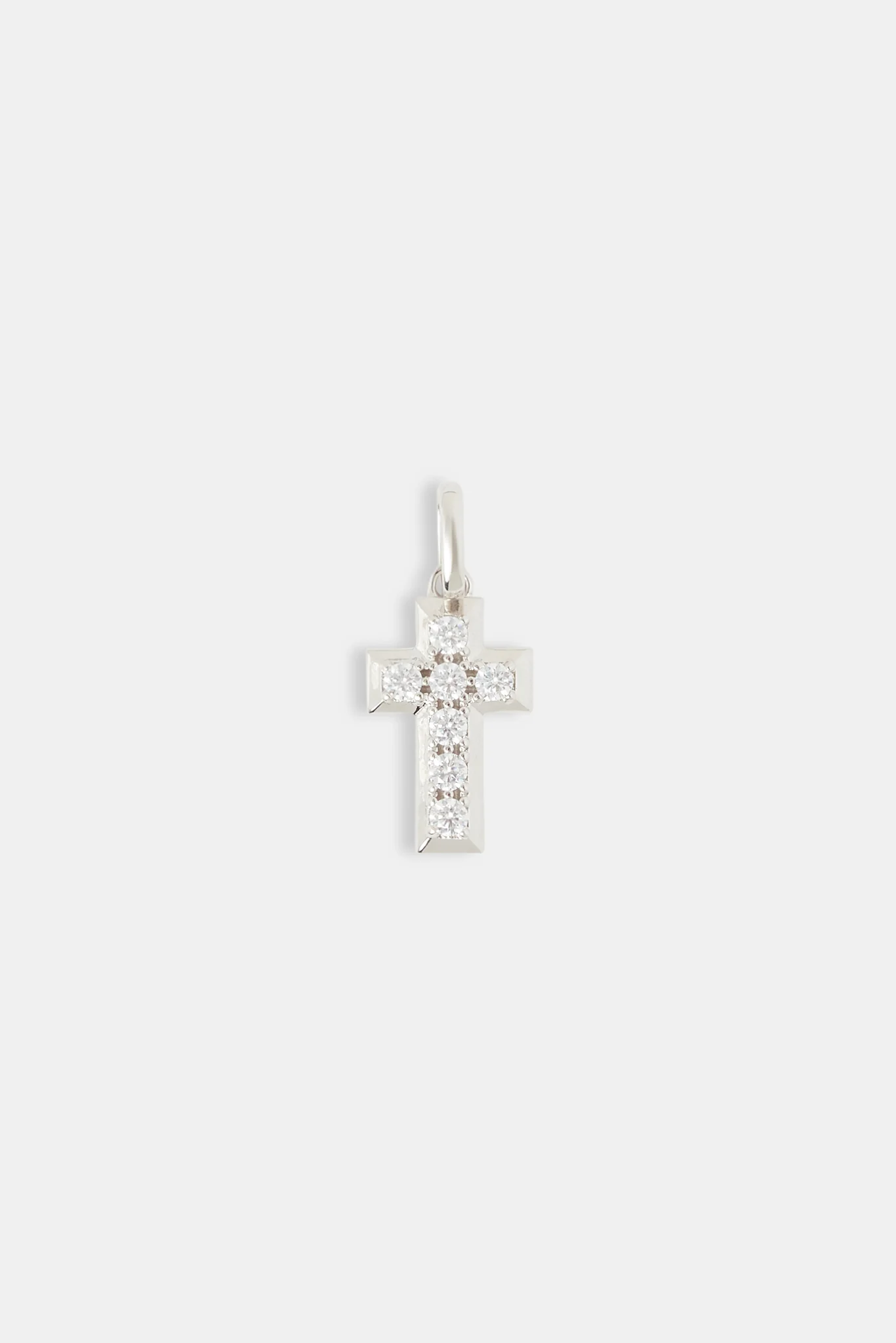 Polished Edge Iced Cross Pendant - 20mm - Image 4