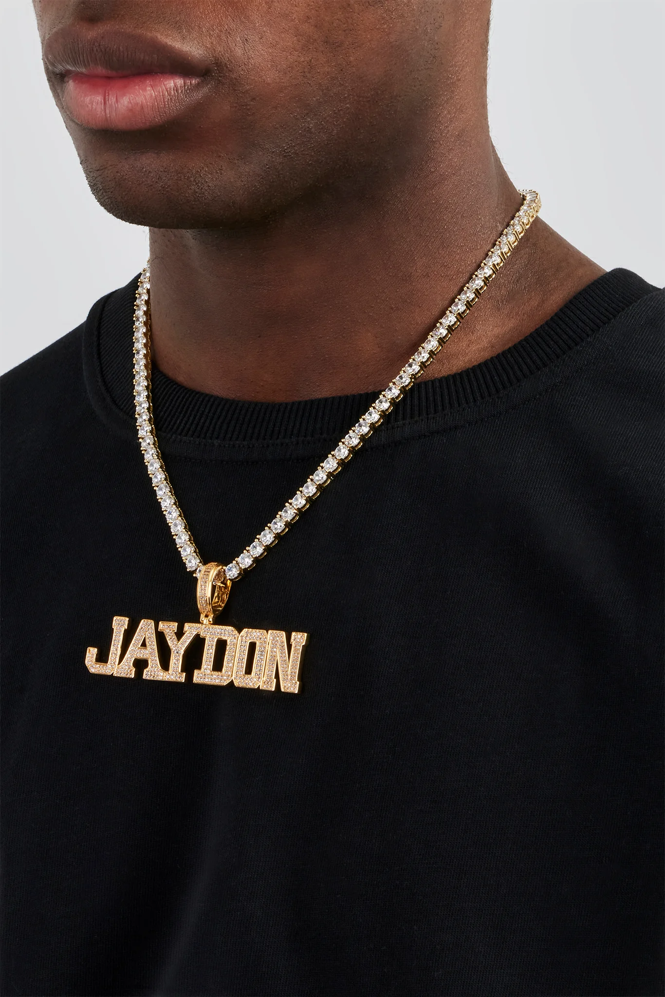 Polished Edge Iced Letter Pendant - 20mm - Gold - Image 3