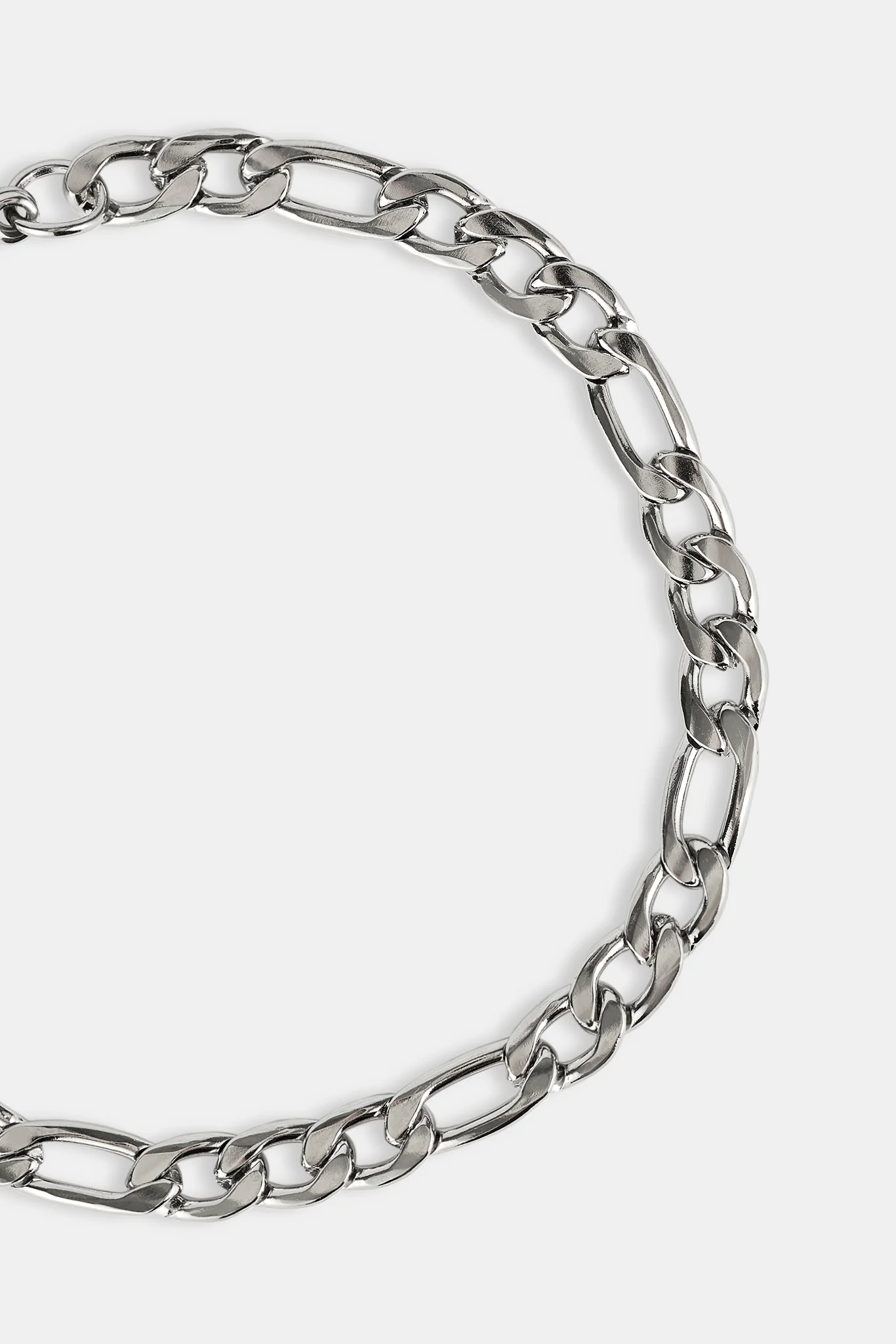 Polished Figaro Bracelet - 5mm - White - Image 2