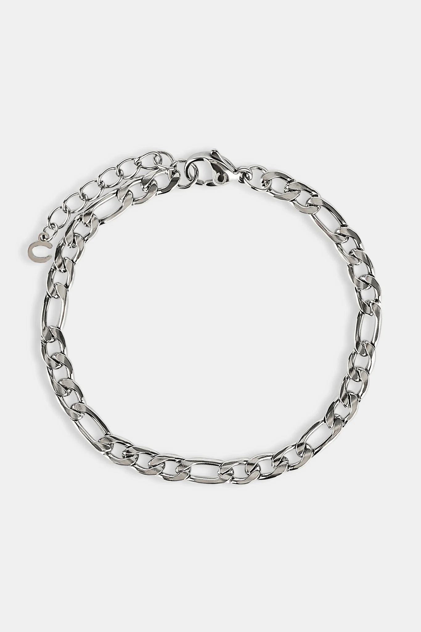 Polished Figaro Bracelet - 5mm - White - Image 3