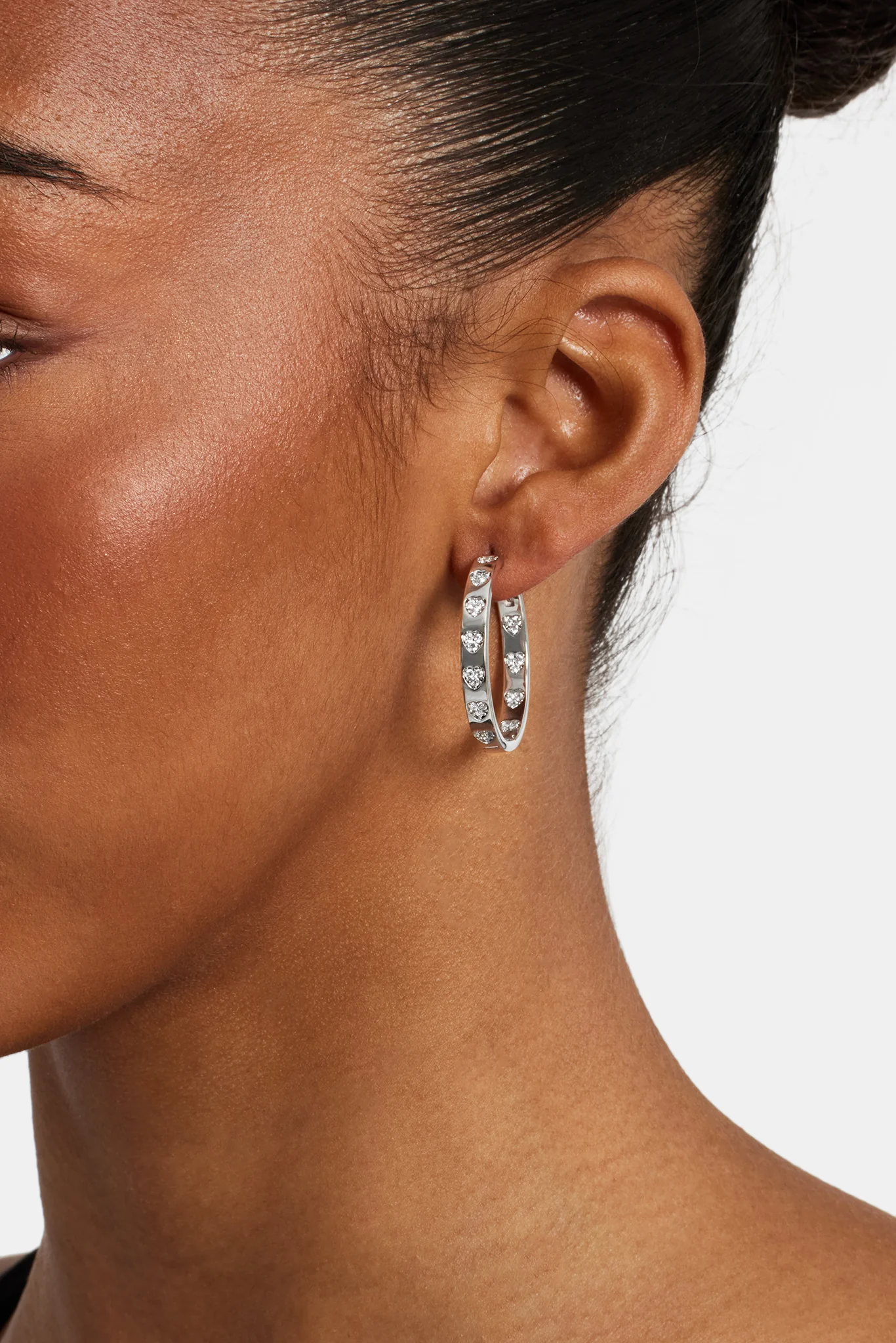 Polished Heart Hoop Earrings - 28mm - Image 2