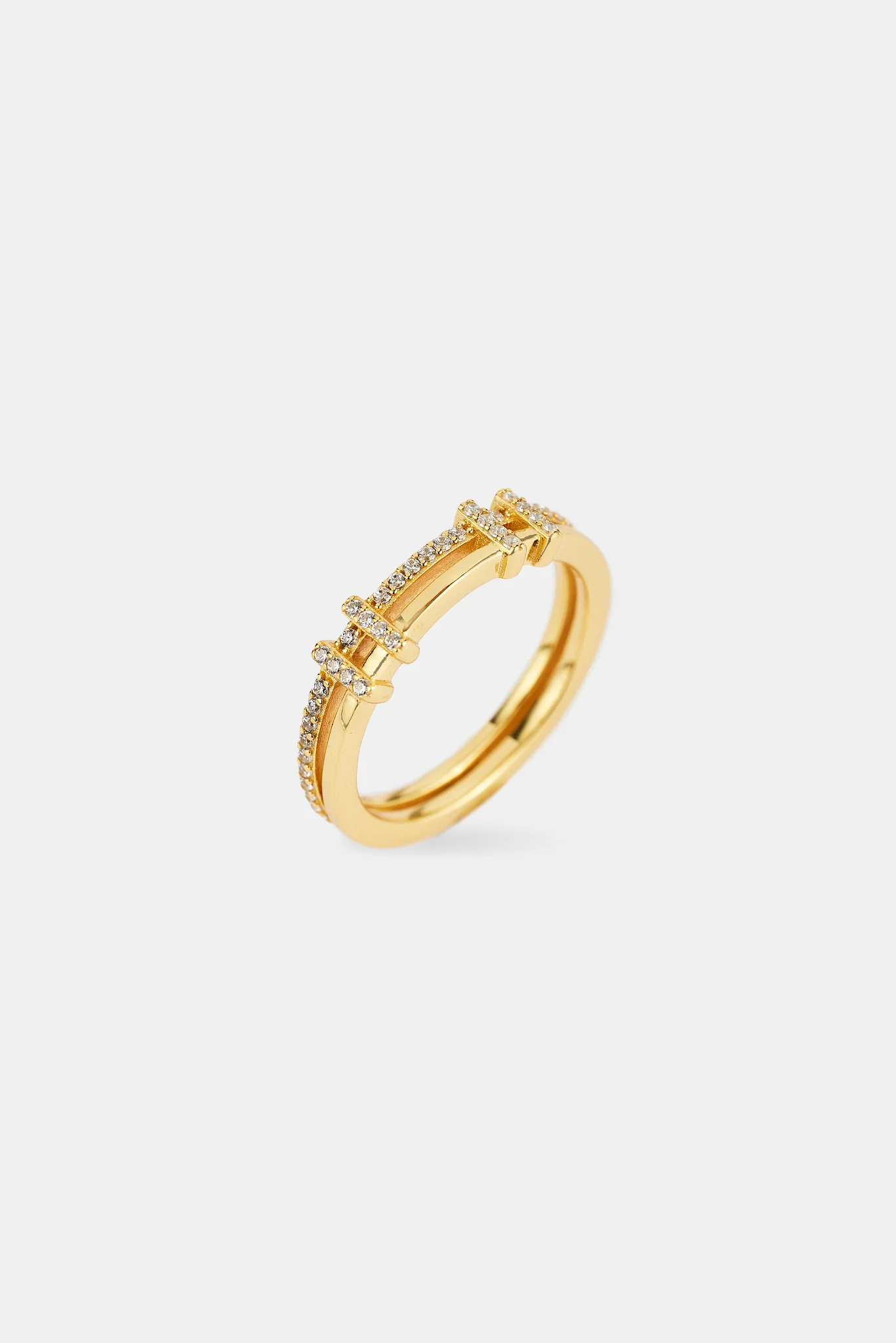 Polished & Iced Double Layered Ring - 5mm