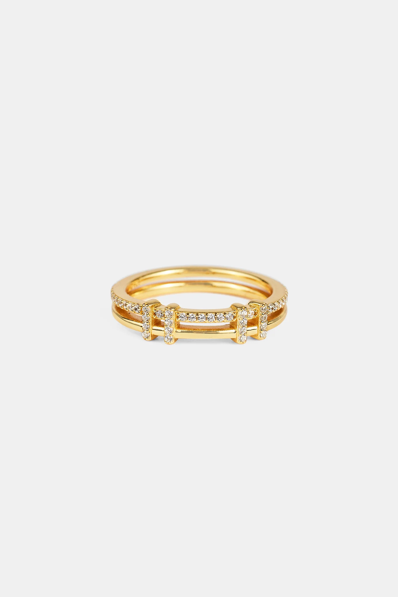 Polished & Iced Double Layered Ring - 5mm - Image 3