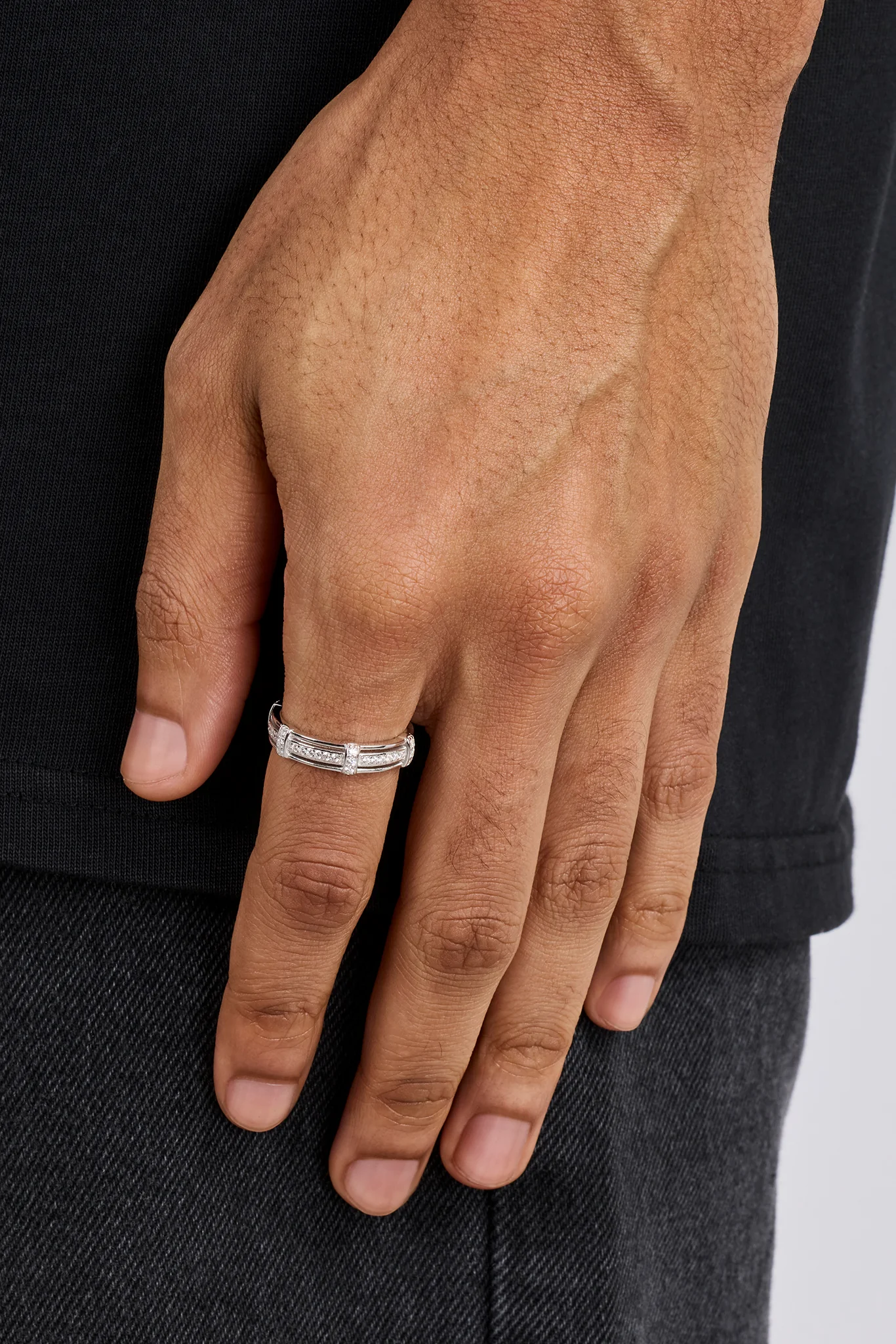 Polished & Iced Layered Ring - 6mm - Image 2
