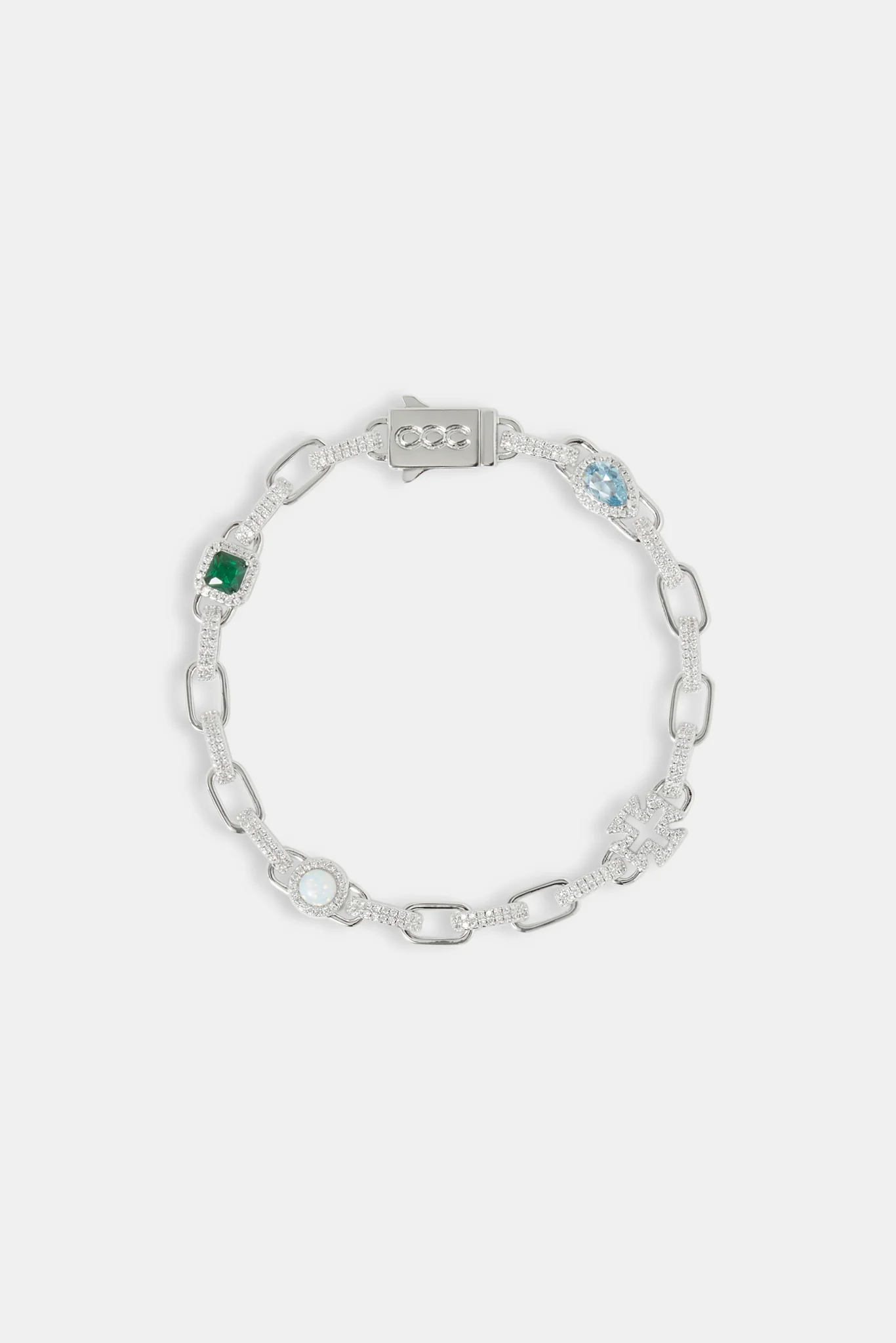 Polished & Iced Link Gemstone Motif Bracelet - 6mm - Image 2